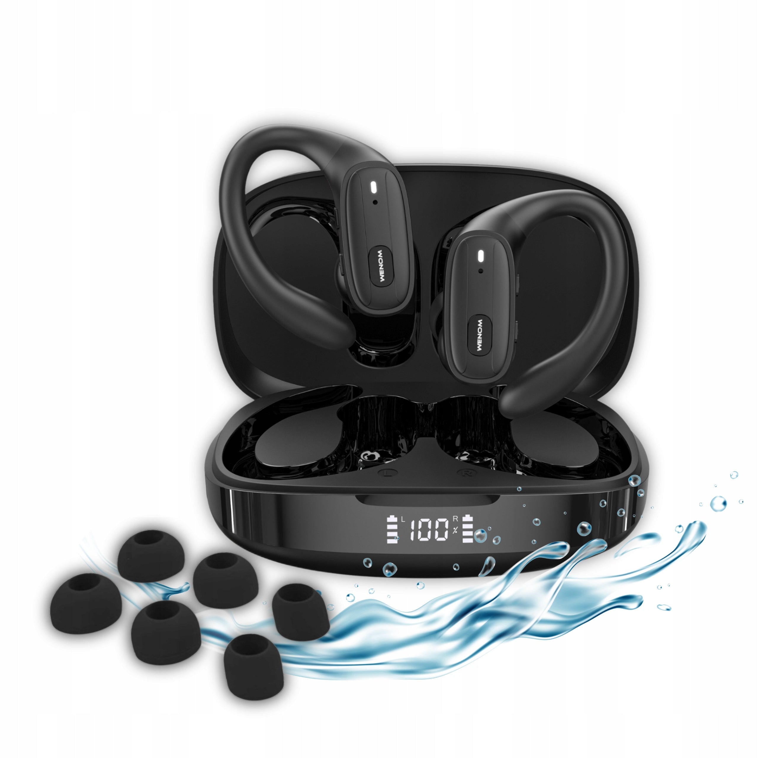 Wenom LP-80 Wireless Over-Ear Headphones Waterproof Sports Bluetooth Packaging status original