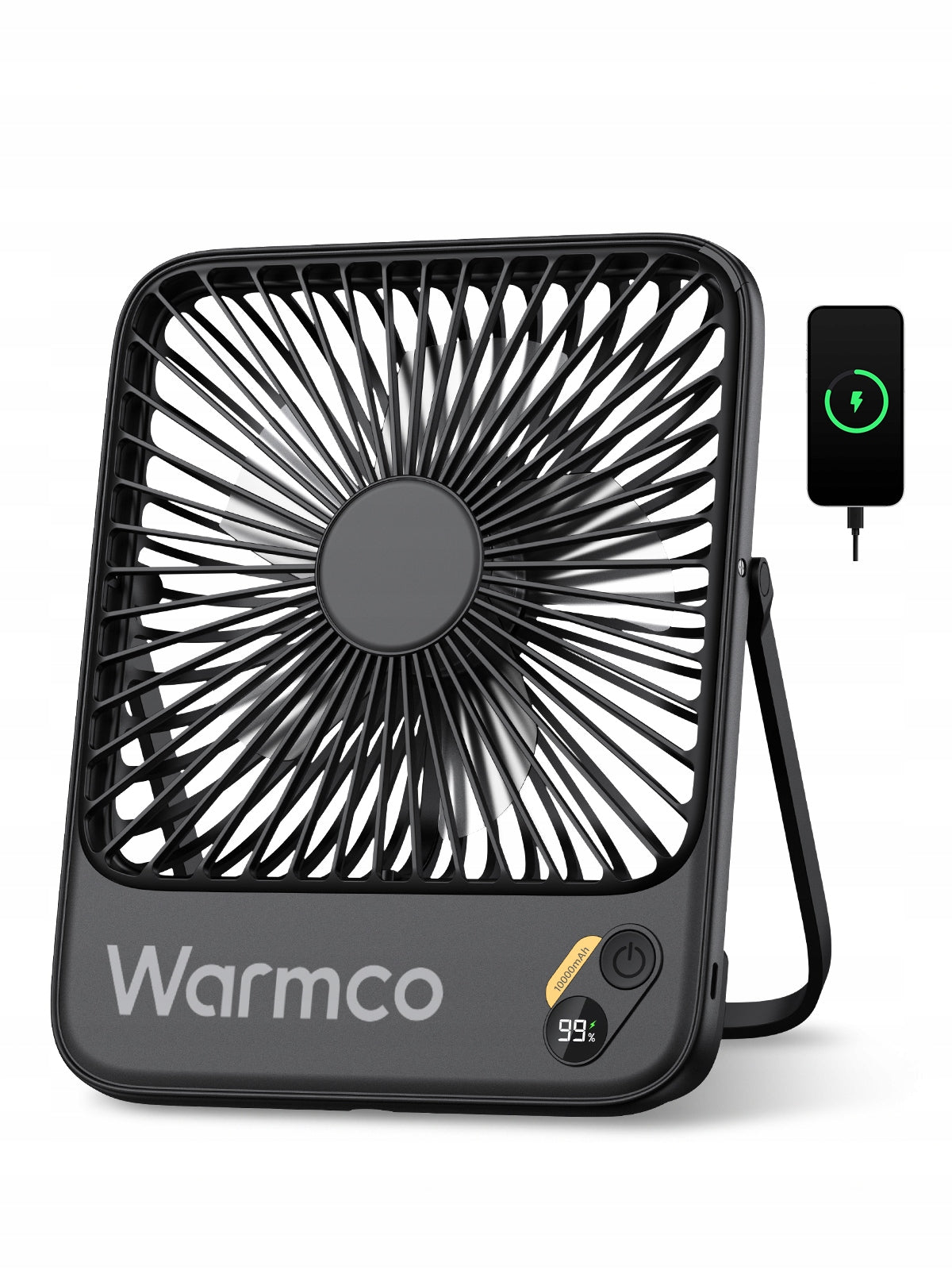 Wentylator Biurkowy Warmco Przenośny Składany Wiatrak USB Cichy 10000mAh