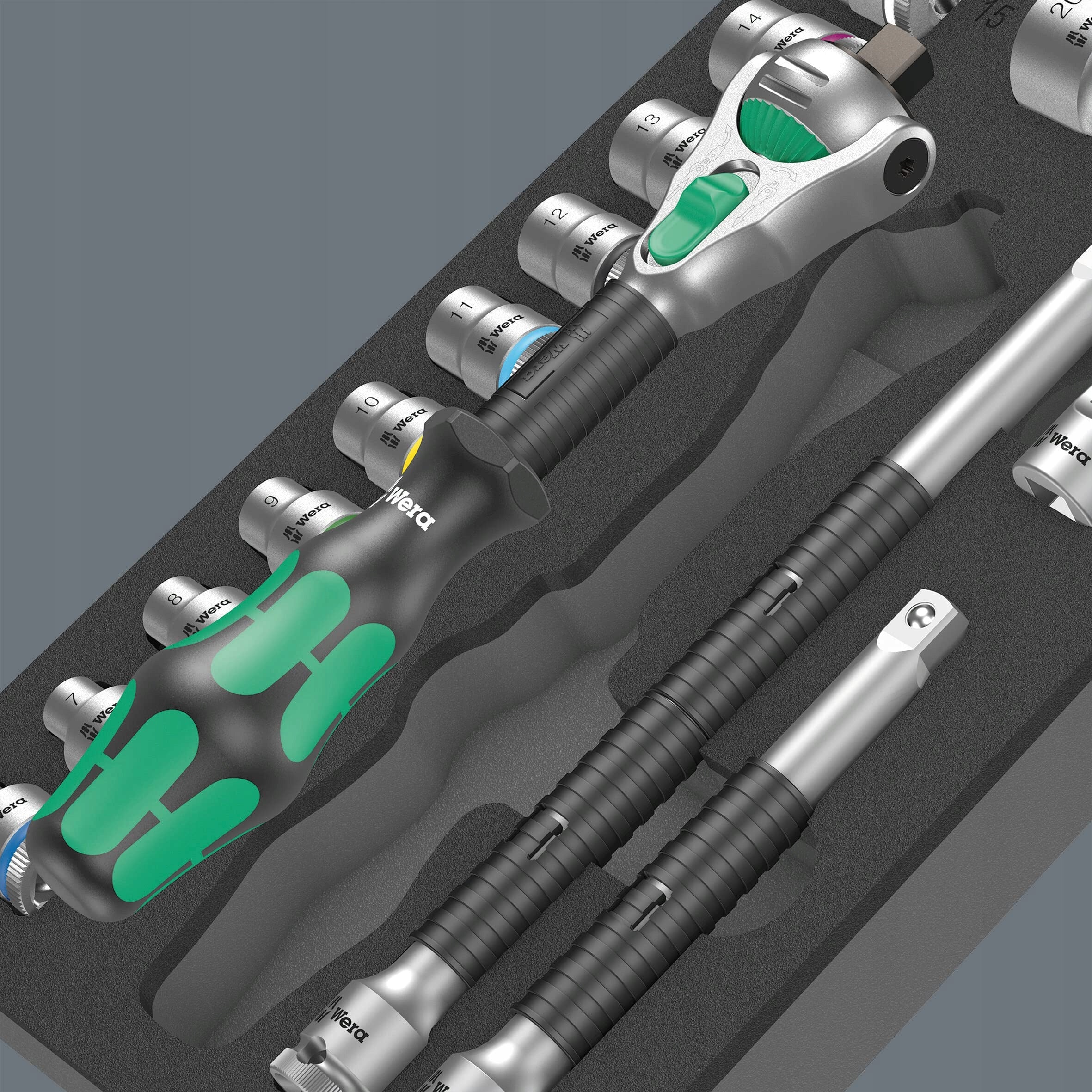 Wera 9721 foam insert with 3/8'' Zyklop rattle set, Manufacturer code 05150111001