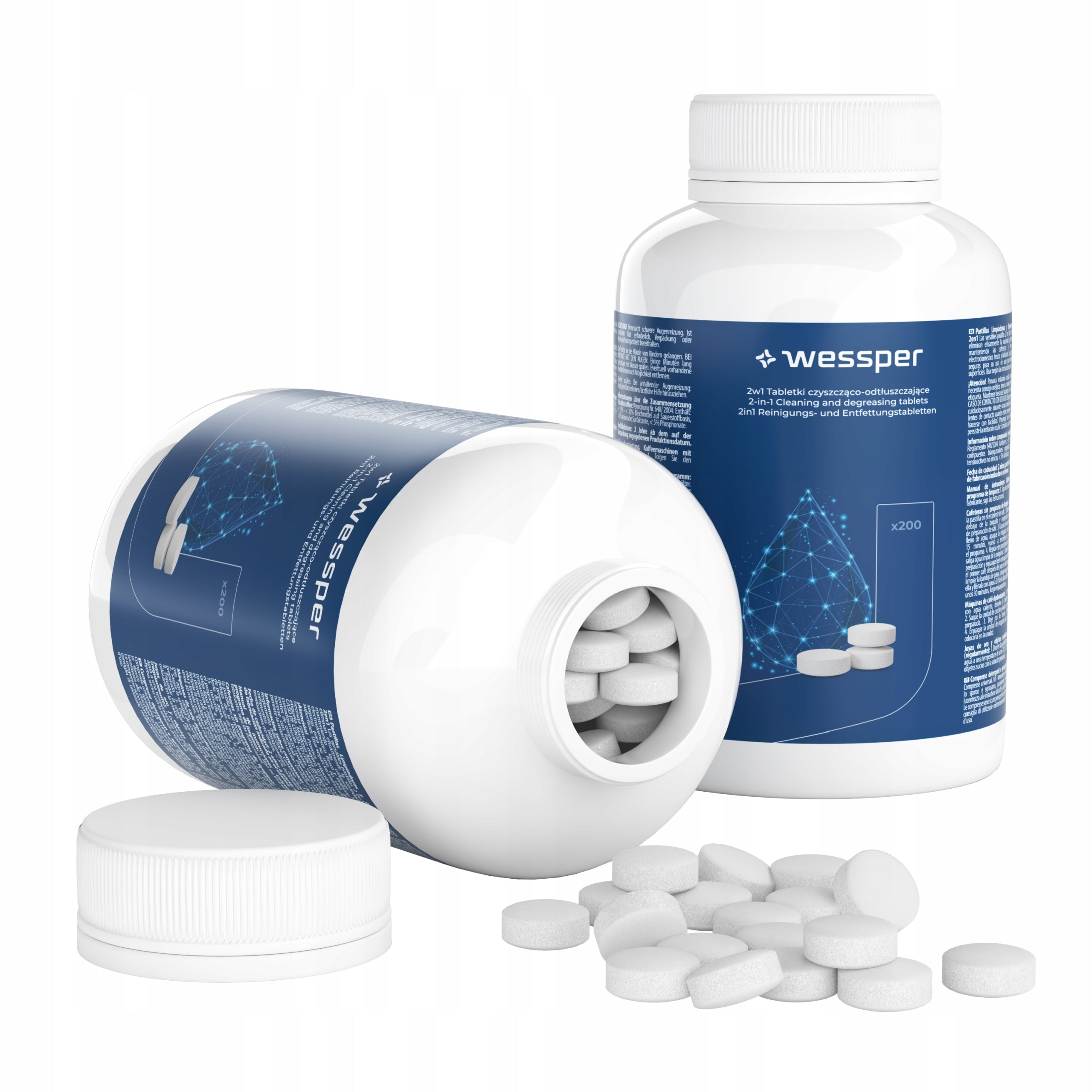 Wessper 2in1: cleaning tablets for espresso machine and degreasing 200 pieces Brand Wessper