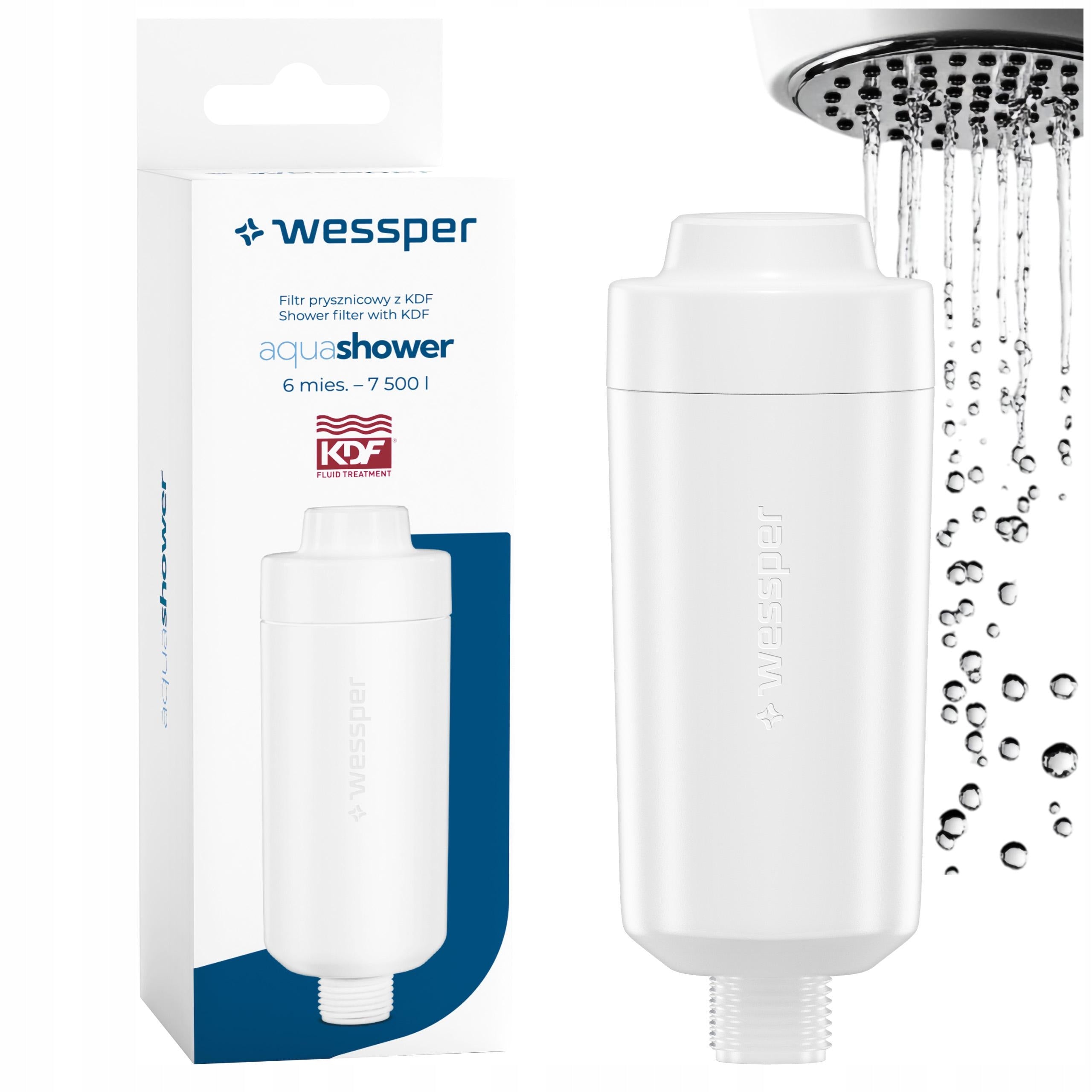 Wessper Aqua Shower Water Filter Removes KDF Chlorine Stone