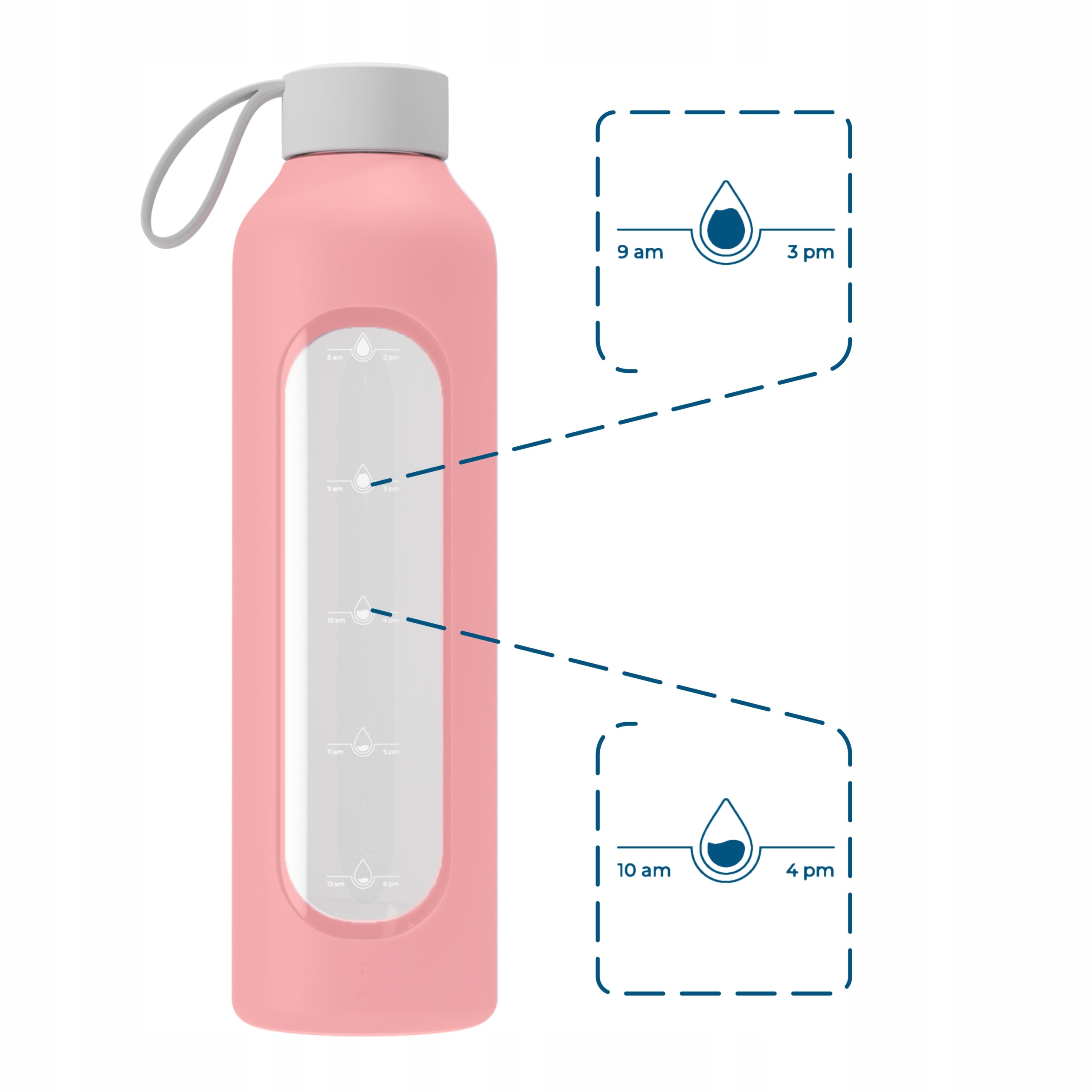 Wessper B1 glass bottle 1l airtight motivational water bottle with measuring cup Model B1 BOROSILICATE
