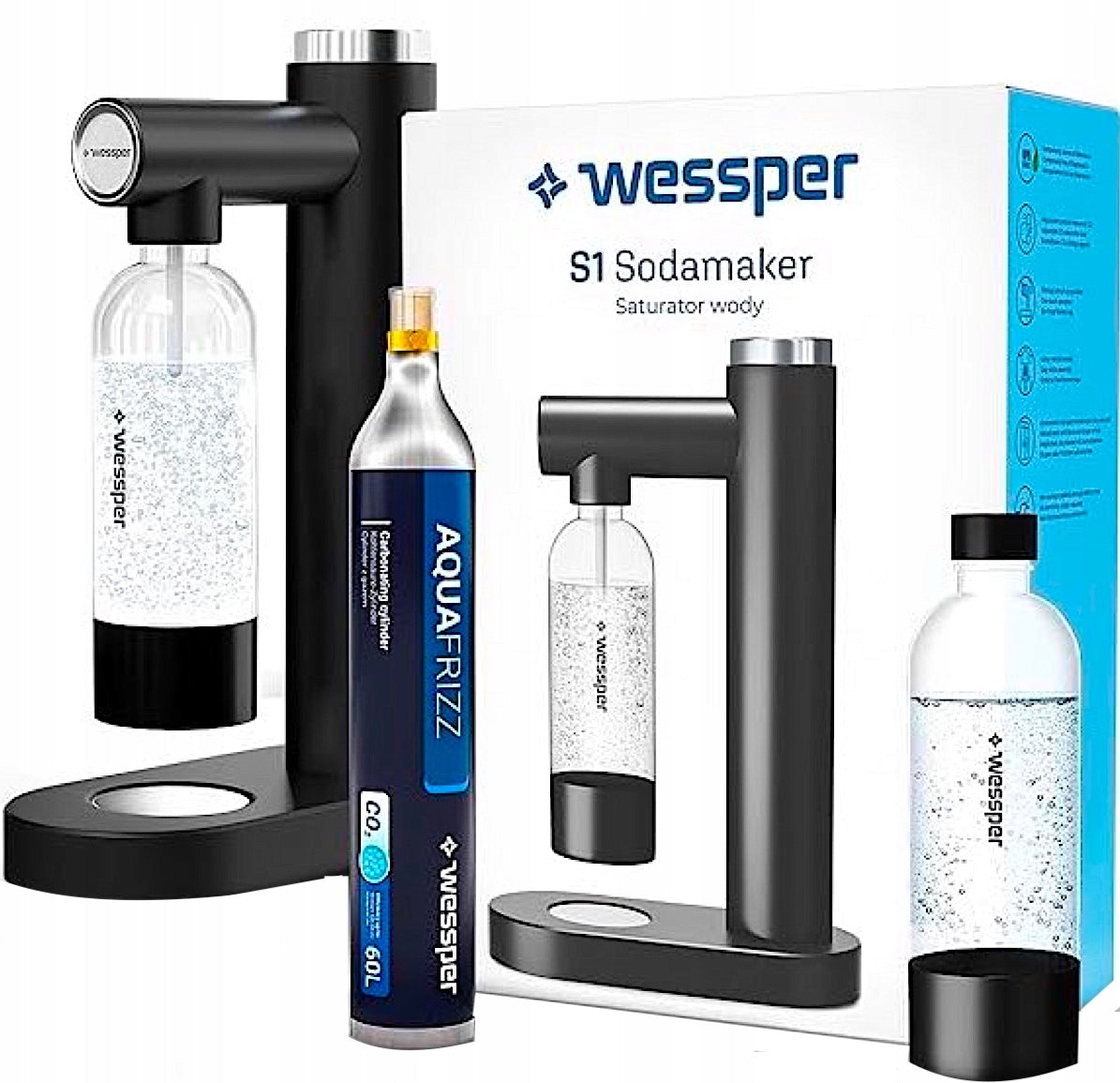 Wessper Saturator for sparkling water + cartridge + bottle 0,8l - Sodamaker S1