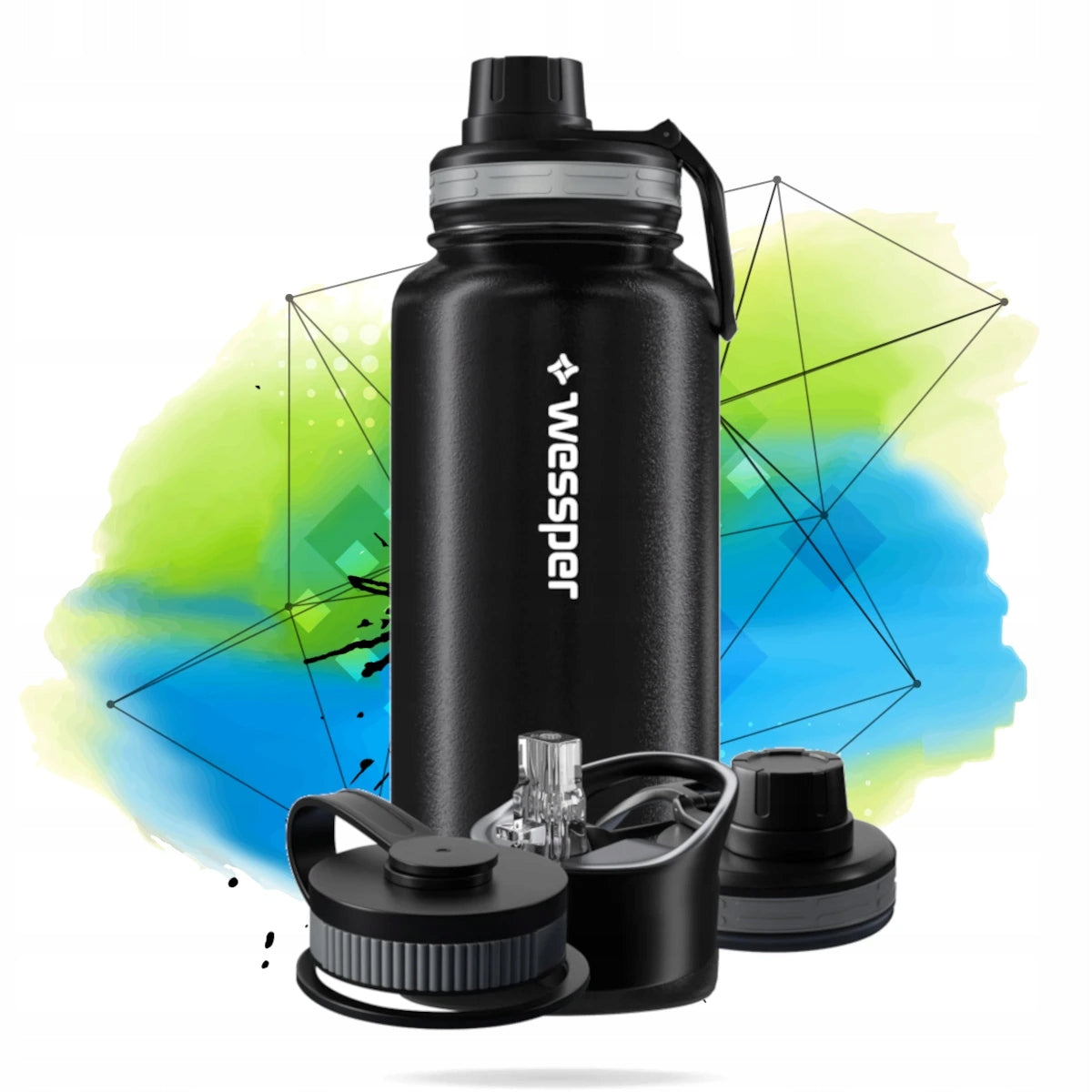 Wessper Thermal bottle THERMOSTEEL steel thermos black 1000ml