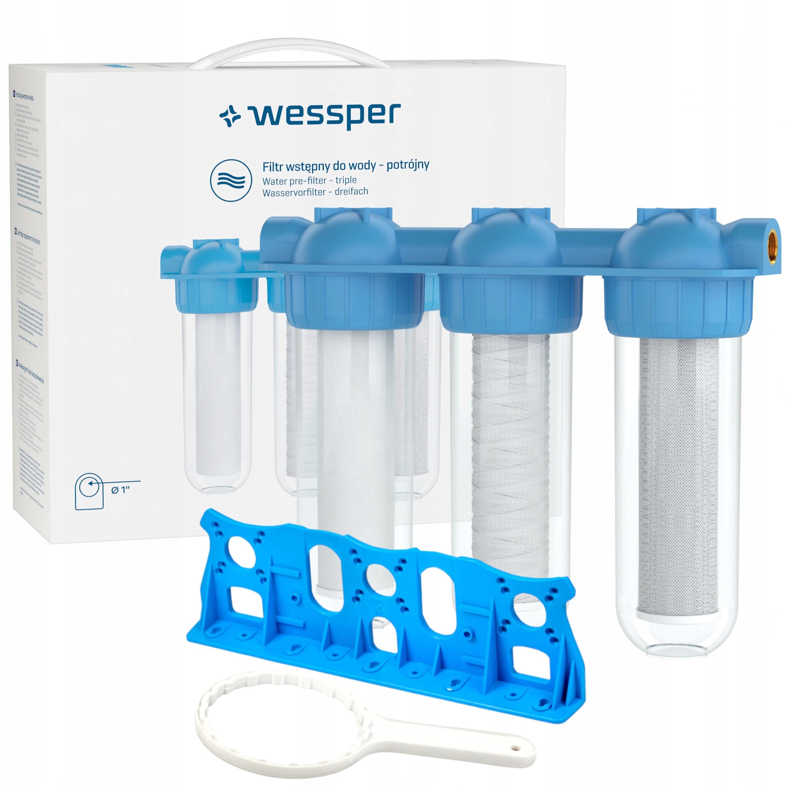 Wessper water filter 1" 3 stage for the whole house + cartridges pre-filtration
