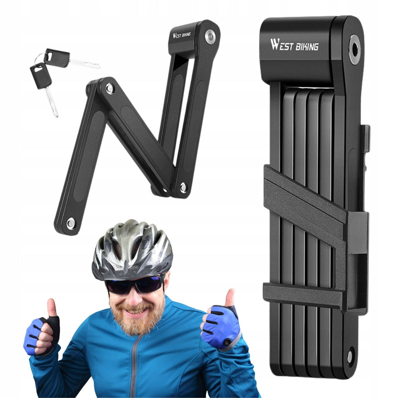 West Biking folding clasp security 87 cm black with key strong