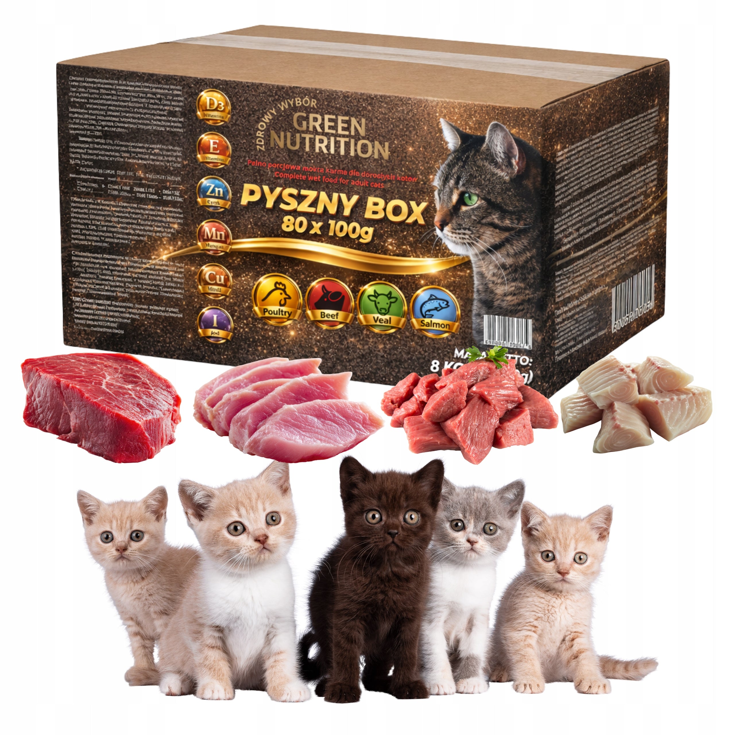 Wet Cat Food Delicious Box 4 Sachet Flavors 80x100g Green Nutrition