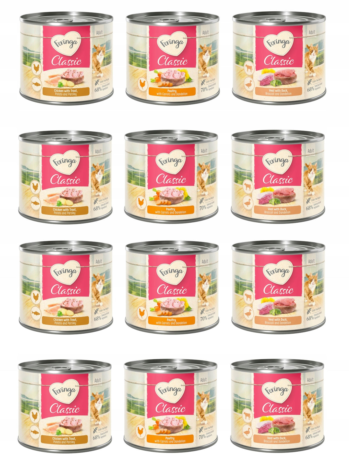 Wet Cat Food Feringa Classic Meat Menü mix of flavours 12 x 200 g