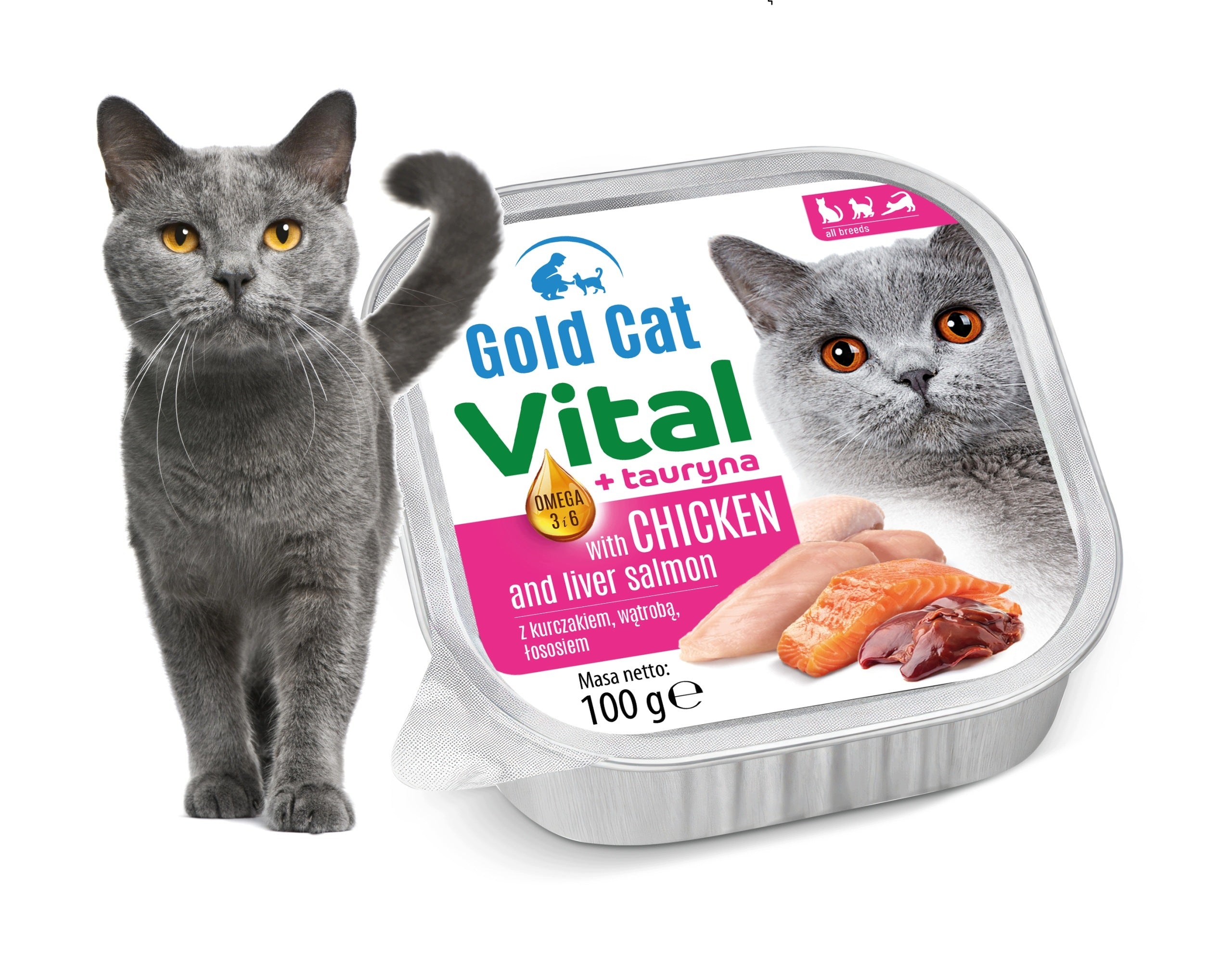 Wet Cat Food Gold Cat Vital Chicken Liver Salmon 100g pate