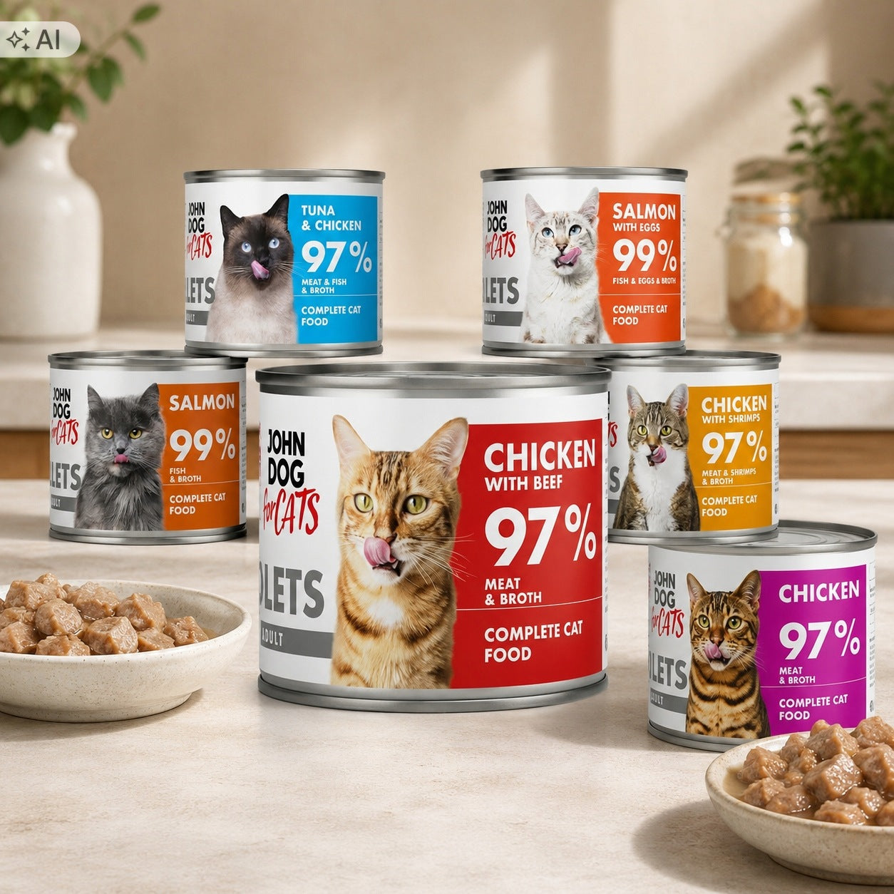 Wet Cat Food John Dog for Cats Filets Chicken Beef Can 140g Manufacturer code KMJDFCDKWF140