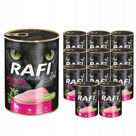 Wet Cat Food Rafi Cat Adult with Turkey Set of 12 x 400 g