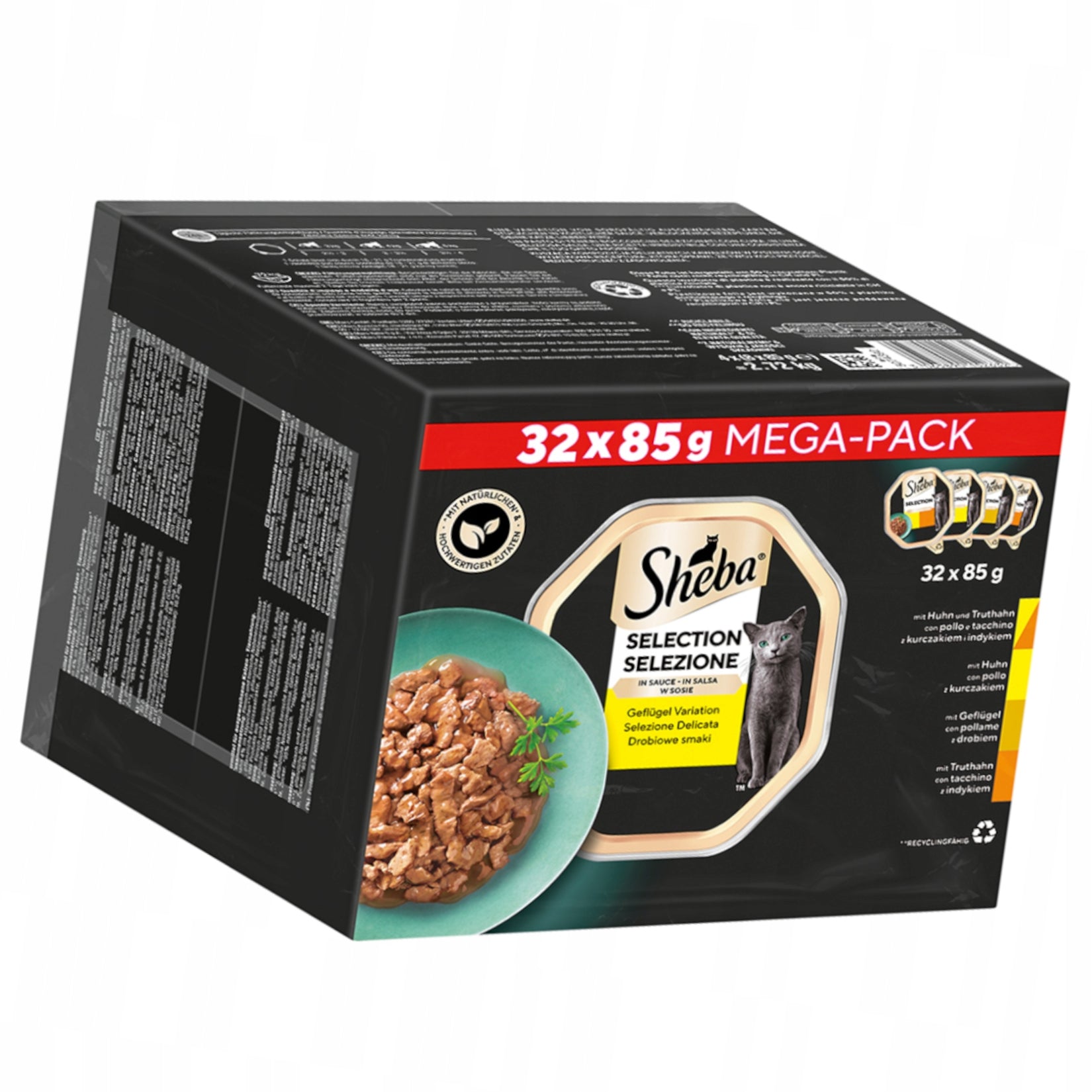 Wet Cat Food SHEBA Mega Pack Poultry Trays 32x85g