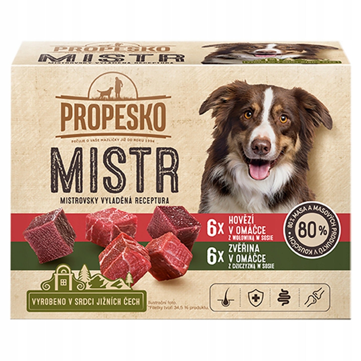 Wet Dog Food 80% Grain Free Box Sachets 48x 85g in Sauce Propesko Mix Manufacturer code 8595606407770