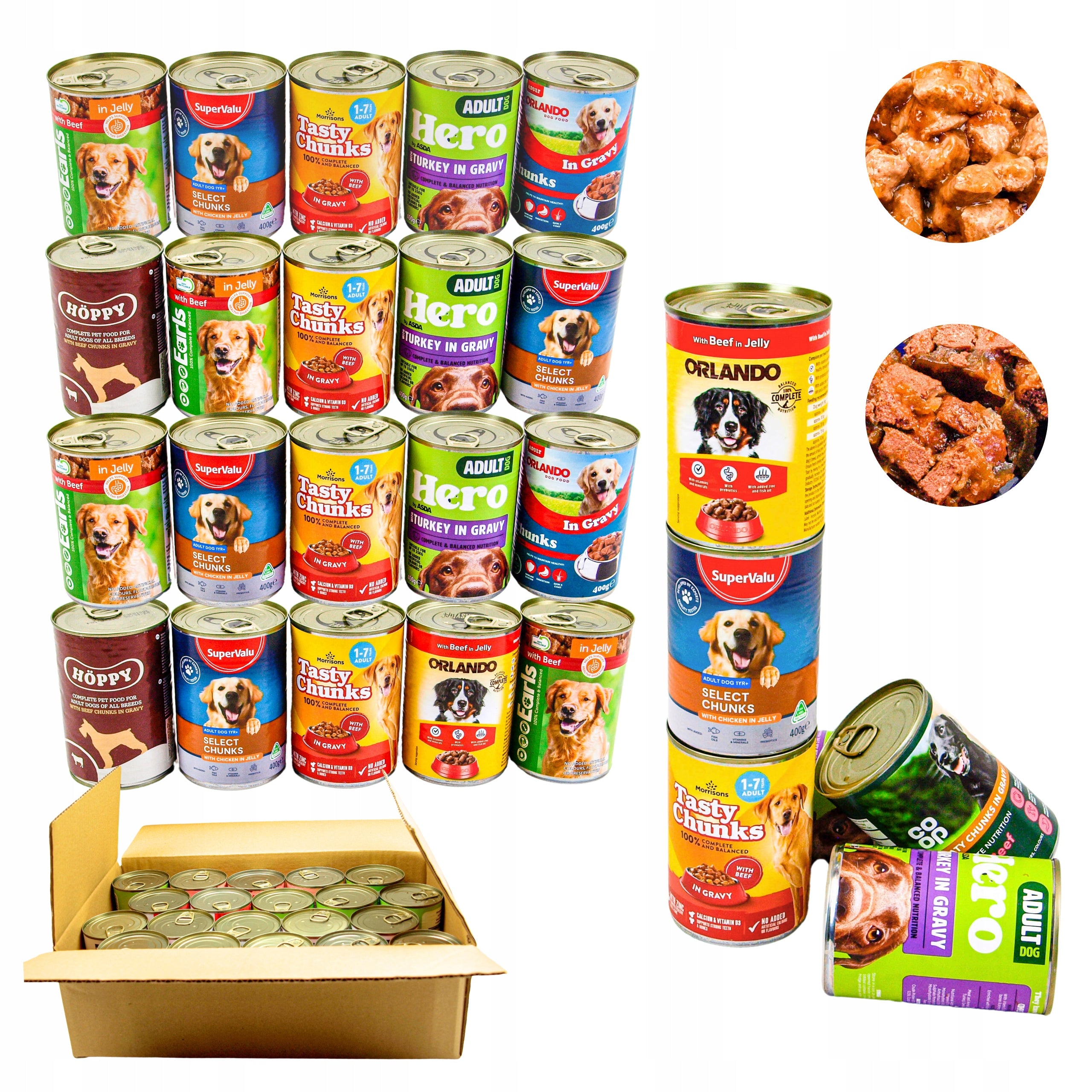 Wet Dog Food Cans Mixed Flavour Set Pack of 20 x 400g Packaging status original