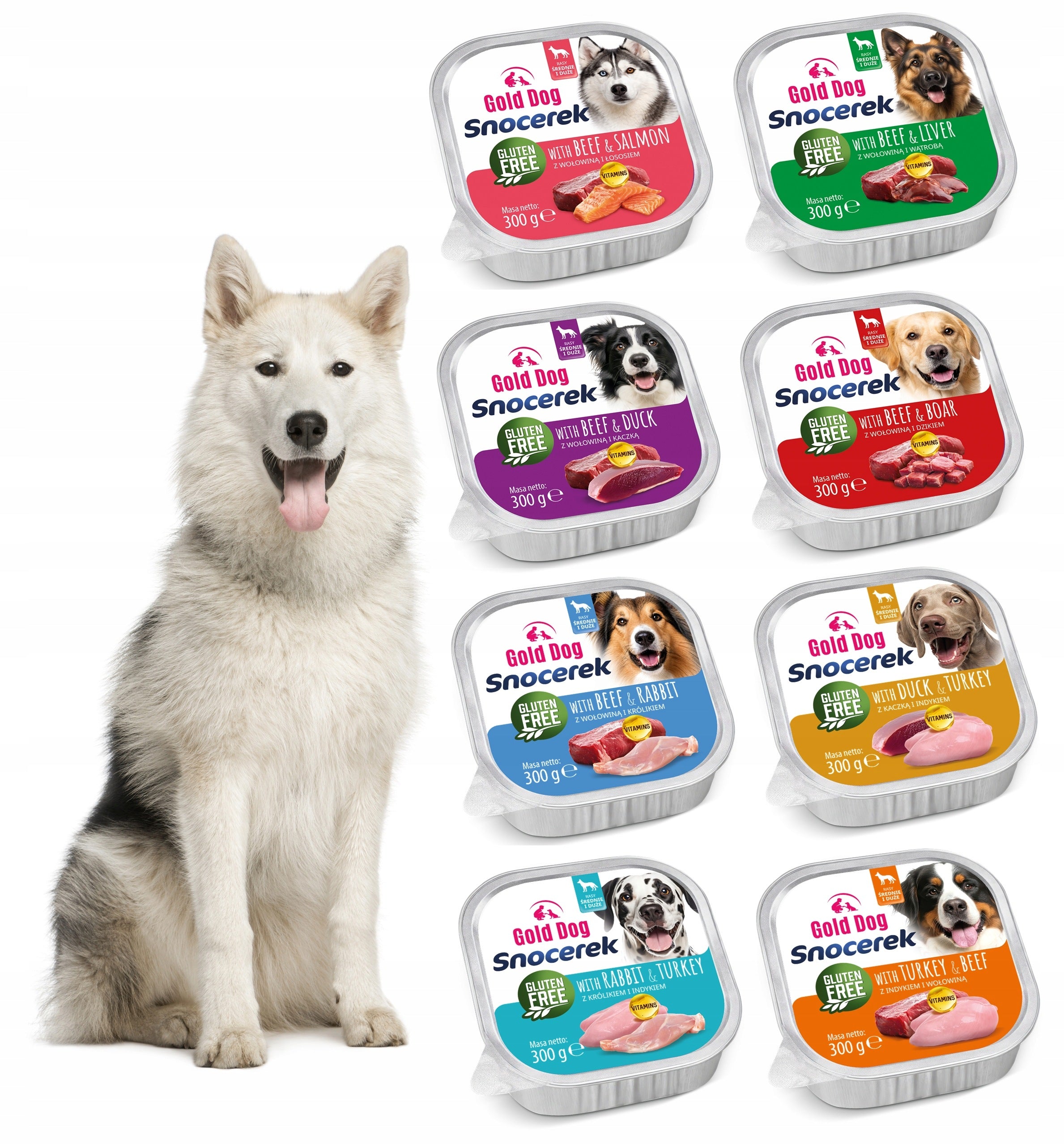 Wet Dog Food Gold Dog Snocerek Multipack 8 Flavours 16x300g Manufacturer code 5908010630208