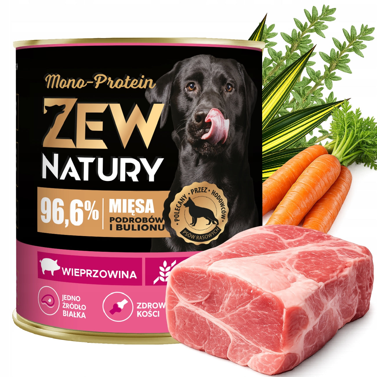 Wet Dog Food Pork Can 800g Zew Natury MONO-PROTEIN