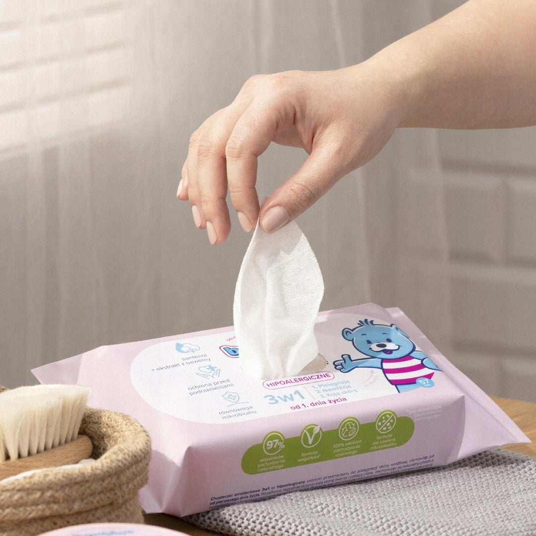 Wet Wipes Bambino 57 Pieces Wet for Babies Pulled out x4 Number of packages 4