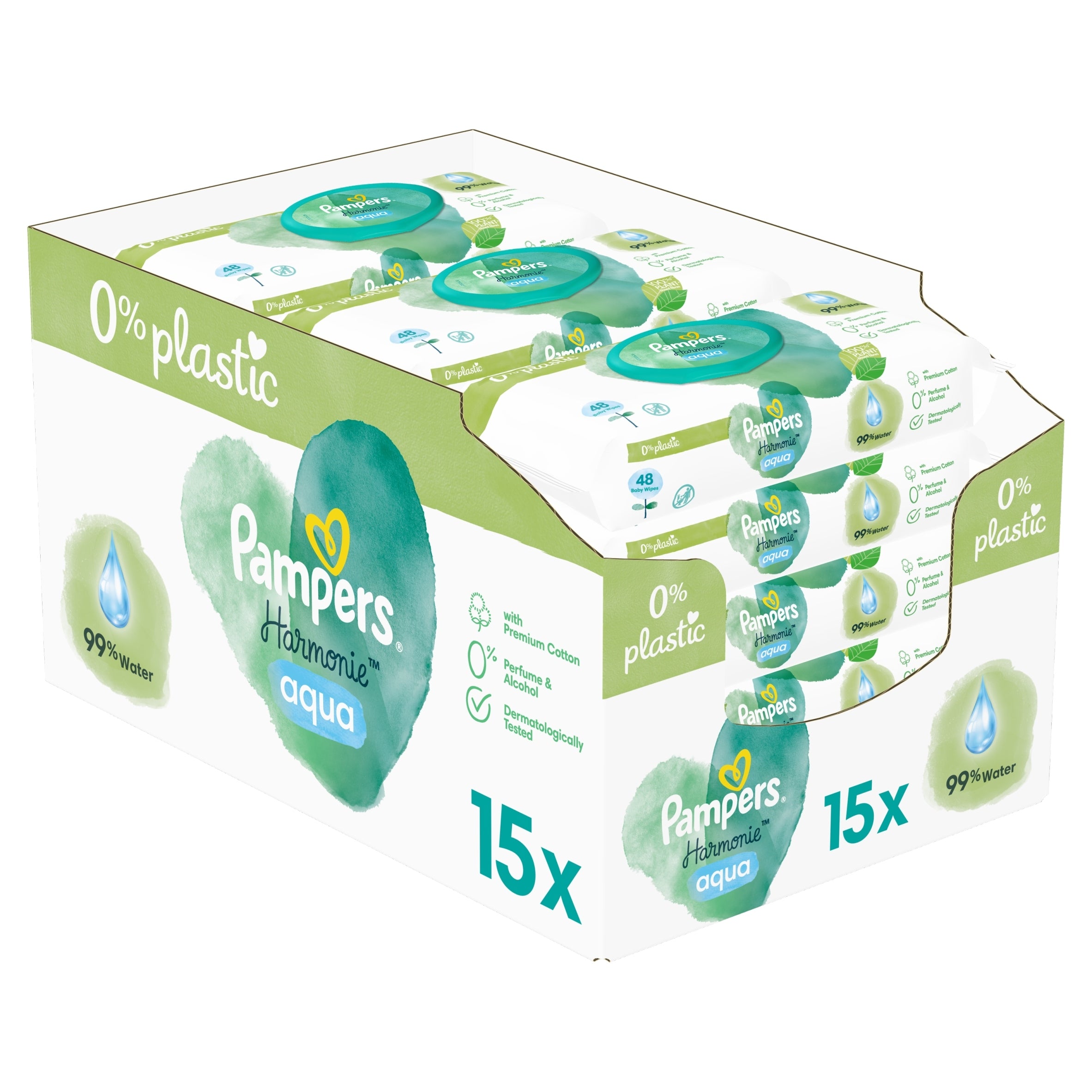 Wet Wipes Pampers Harmonie Aqua (15 x 48) 720pcs Packaging status original