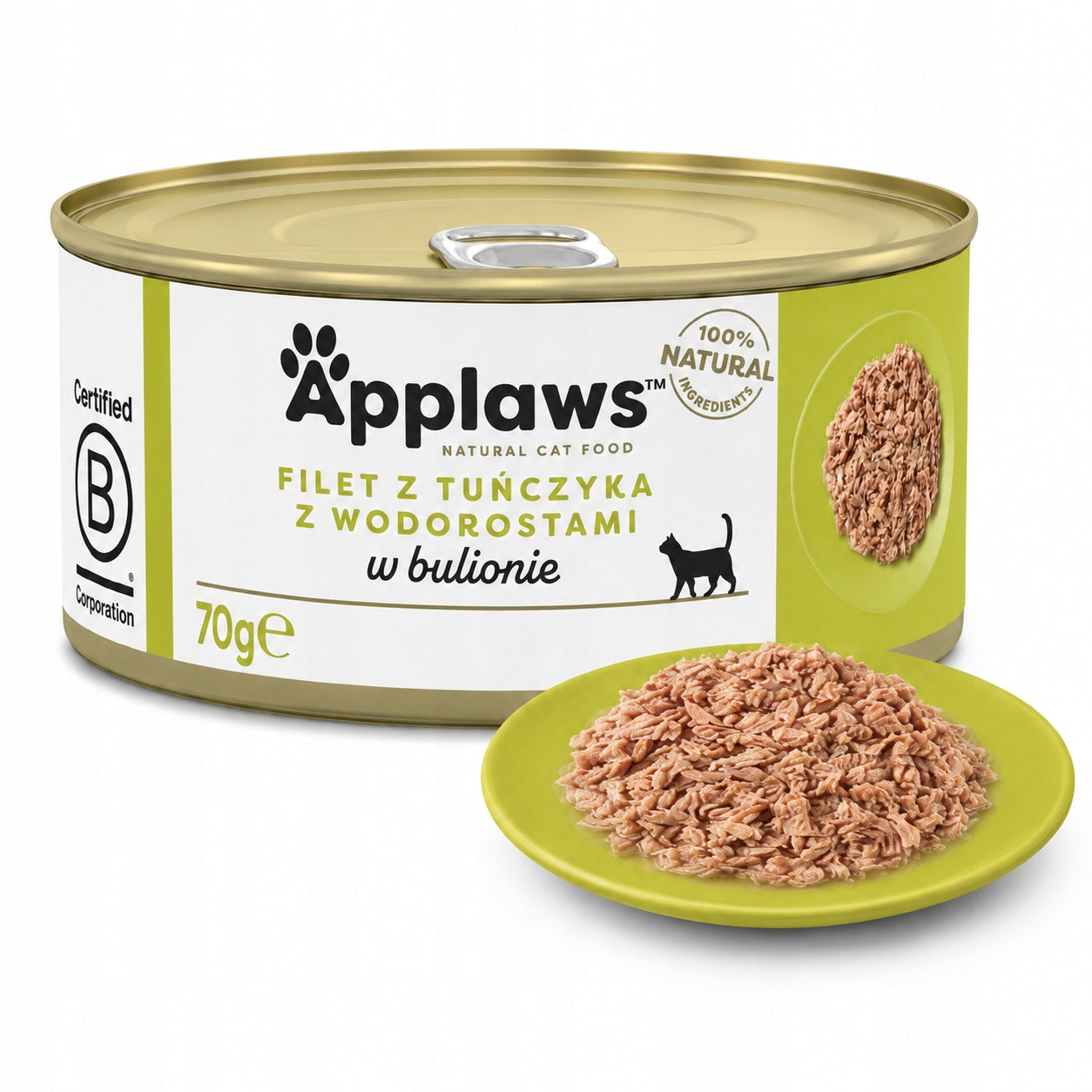 Wet cat food APPLAWS Cat Tuna and seaweed in broth can 70g
