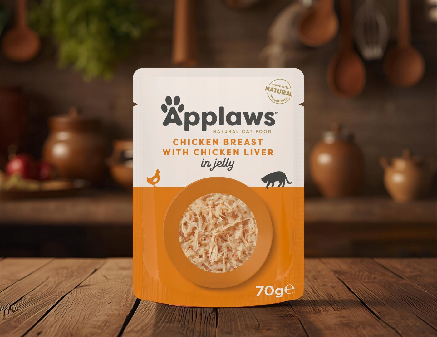 Wet cat food APPLAWS Cat mix Chicken Liver in jelly 70g Brand Applaws