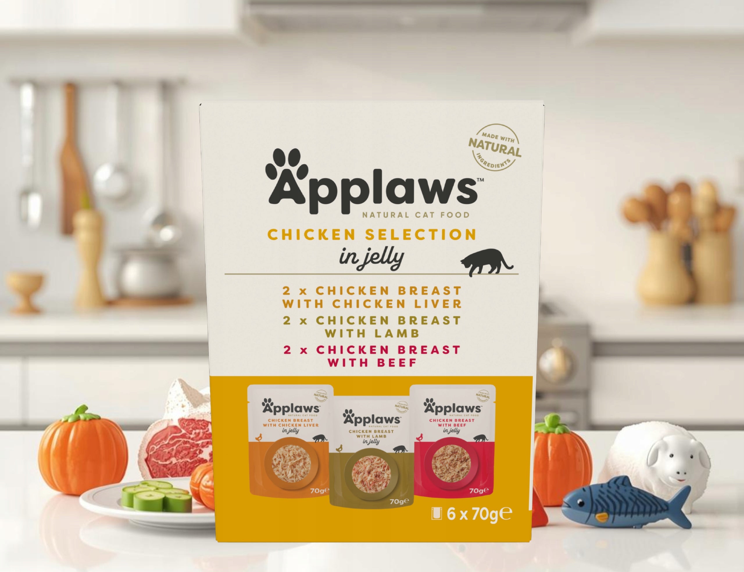 Wet cat food Applaws mix of flavors Chicken Beef Lamb 6x70g Brand Applaws
