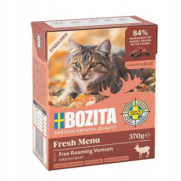 Wet cat food BOZITA Sterilized venison, pieces in jelly 370g