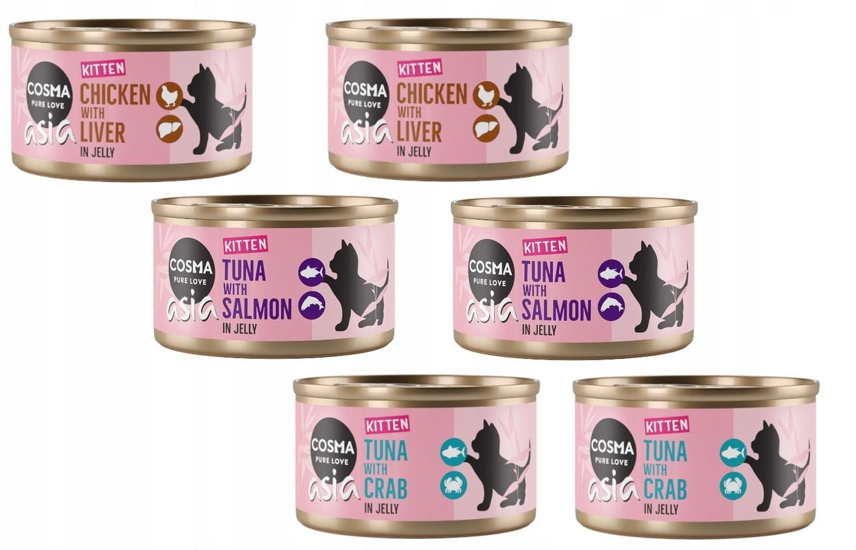 Wet cat food Cosma Kitten Asia in jelly mix 3 flavors 6 x 85 g