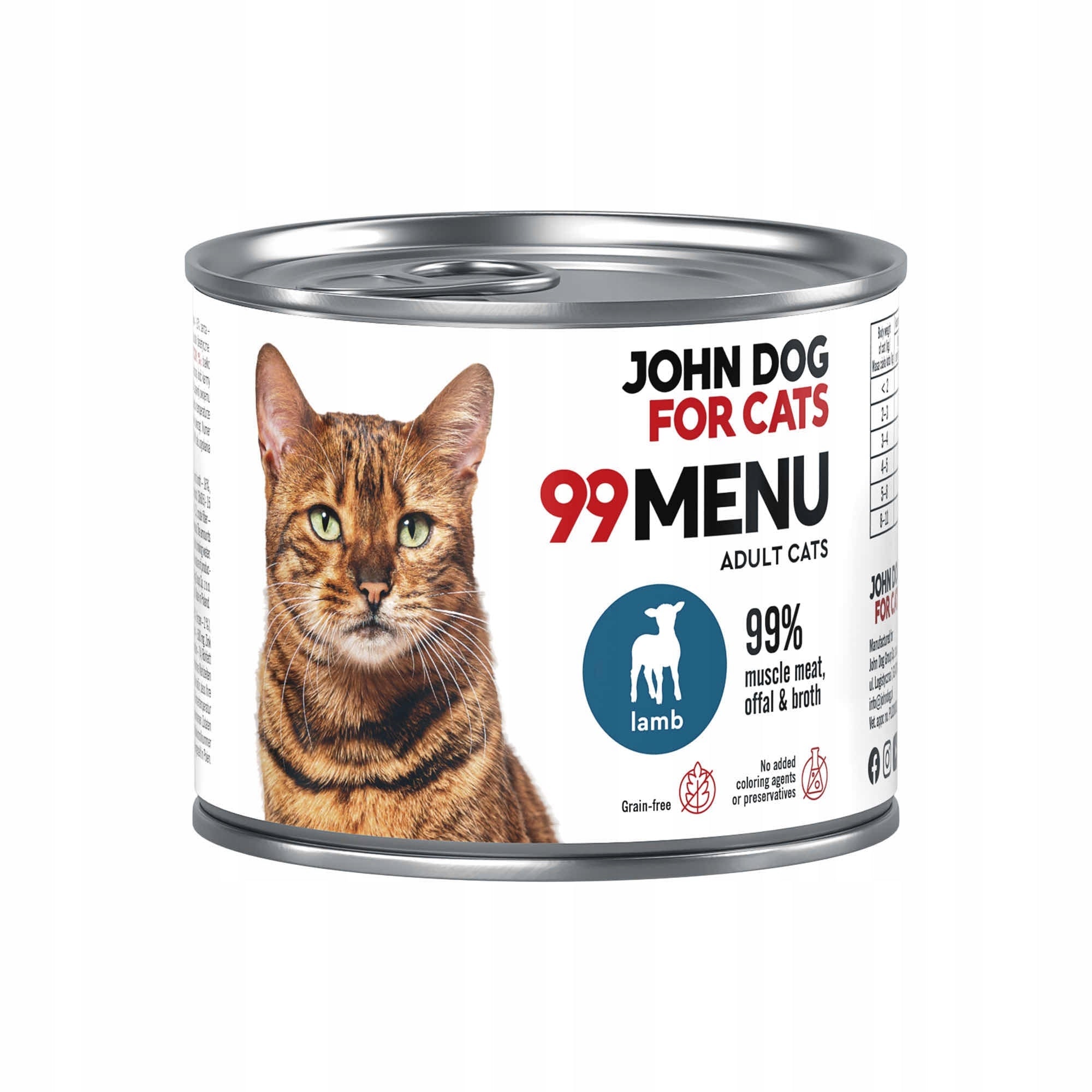 Wet cat food John Dog for Cats | 99 menus | Lamb 200g