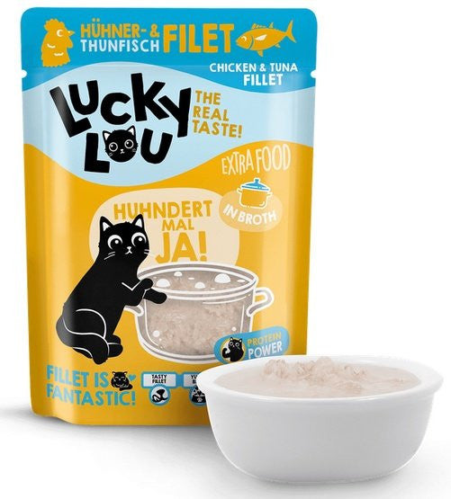Wet cat food Lucky Lou Chicken Tuna in broth sachet 70g