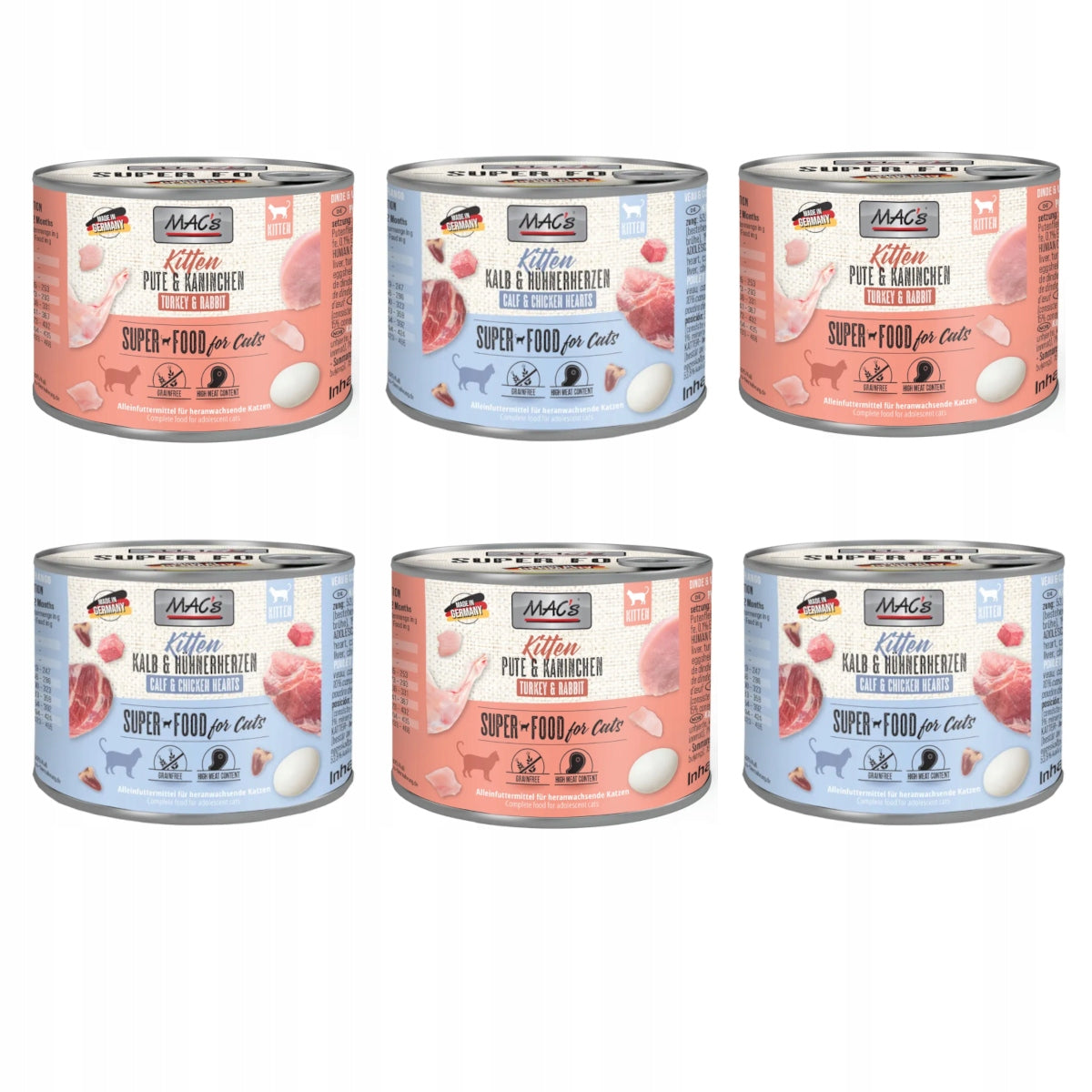 Wet cat food Mac's cat Kitten mix of flavours 6 x 200 g 1,2 kg