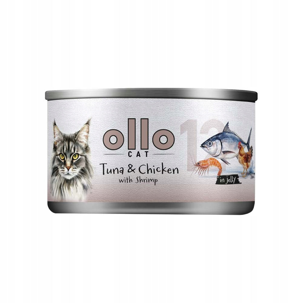 Wet cat food Ollo No. 12 tuna and chicken with shrimp in jelly