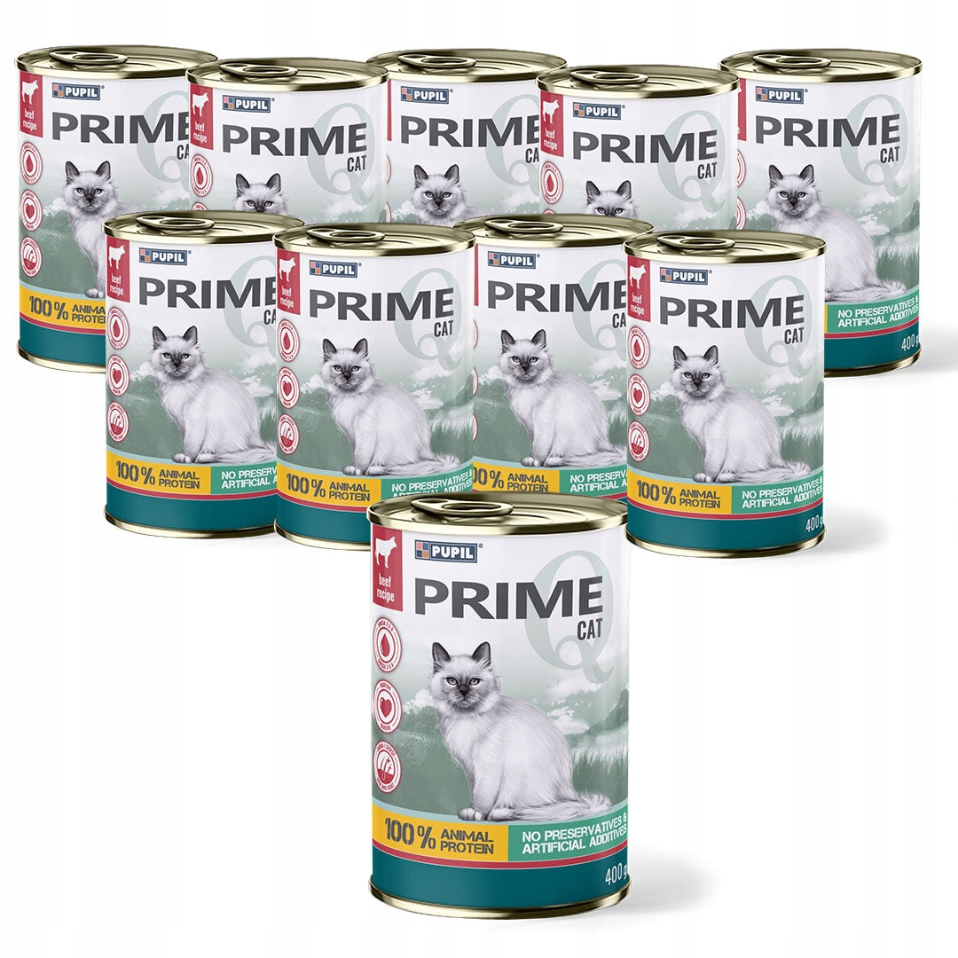 Wet cat food PUPIL Prime rich in beef with liver 10 x 400 g