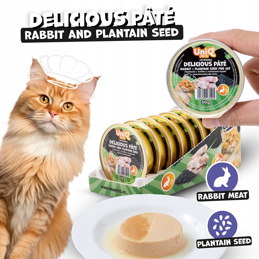 Wet cat food Rabbit and Grandmother pate Delicious Pâté UniQ Pets 8x30g Packaging status original