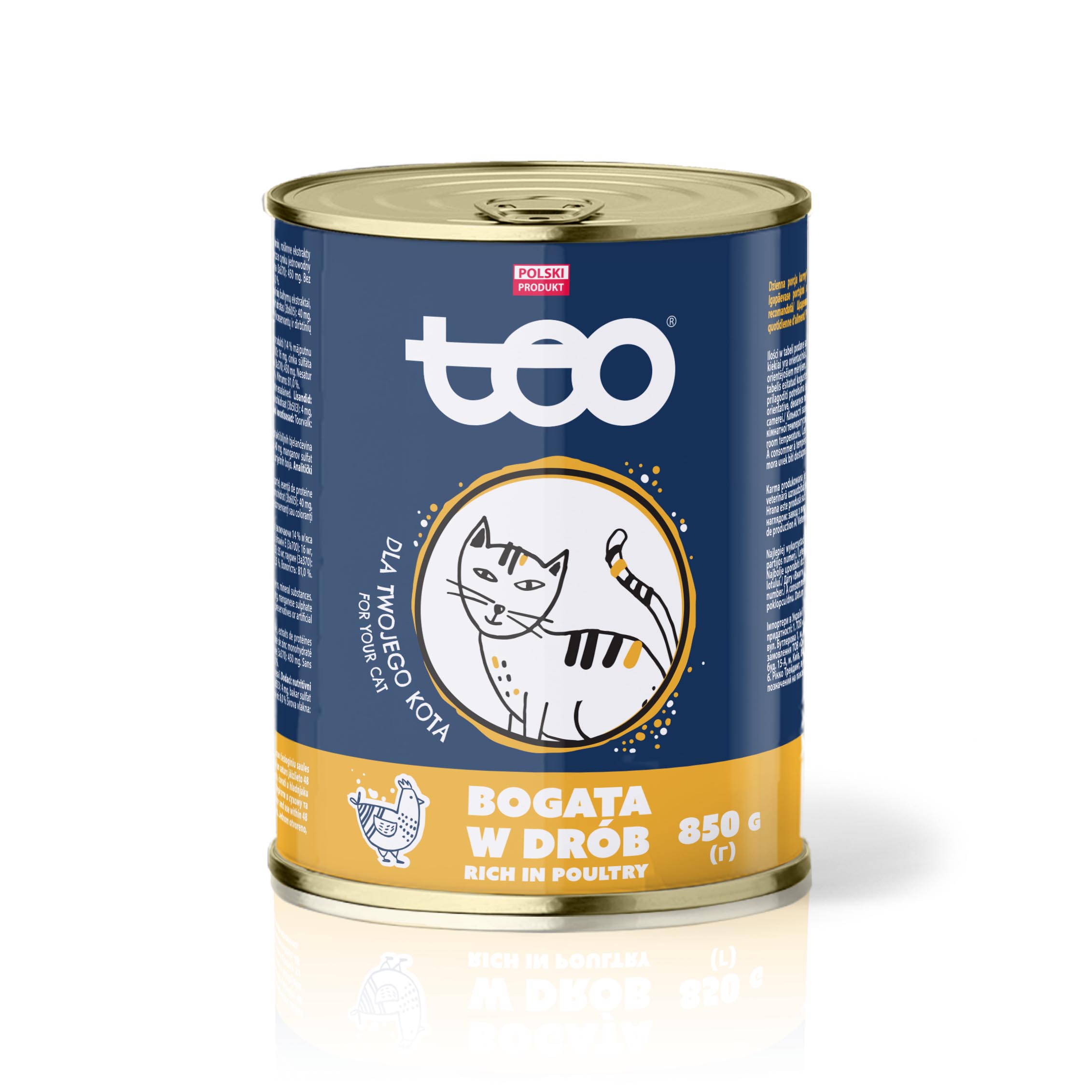 Wet cat food TEO rich in poultry 850 g