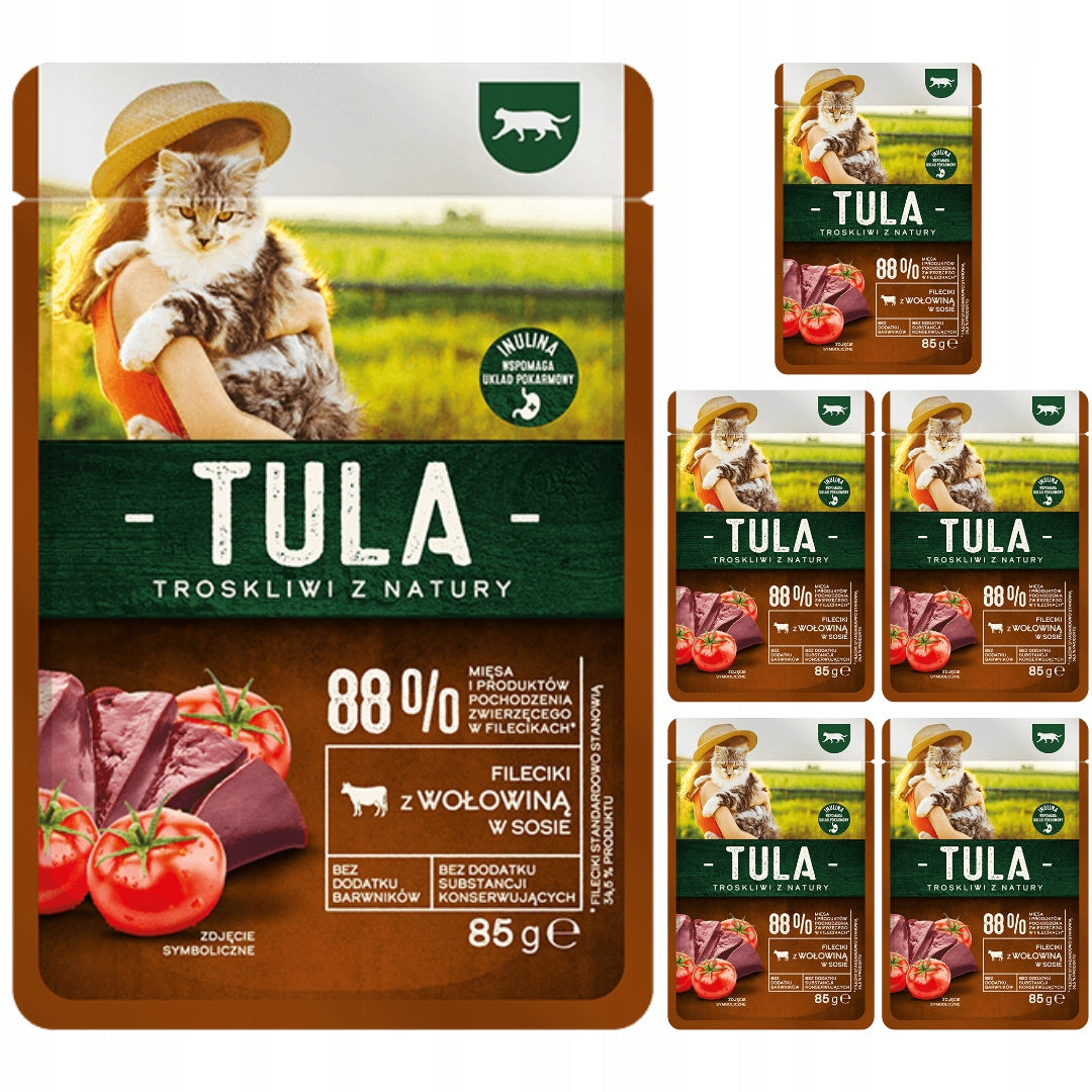 Wet cat food Tula fillets with beef in sauce 85g sachet