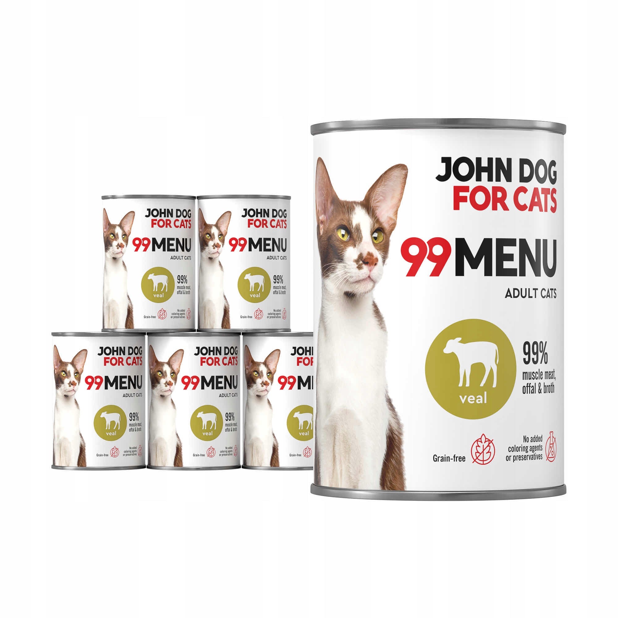 Wet cat food Veal 6x400g 99 MENU John Dog for Cats