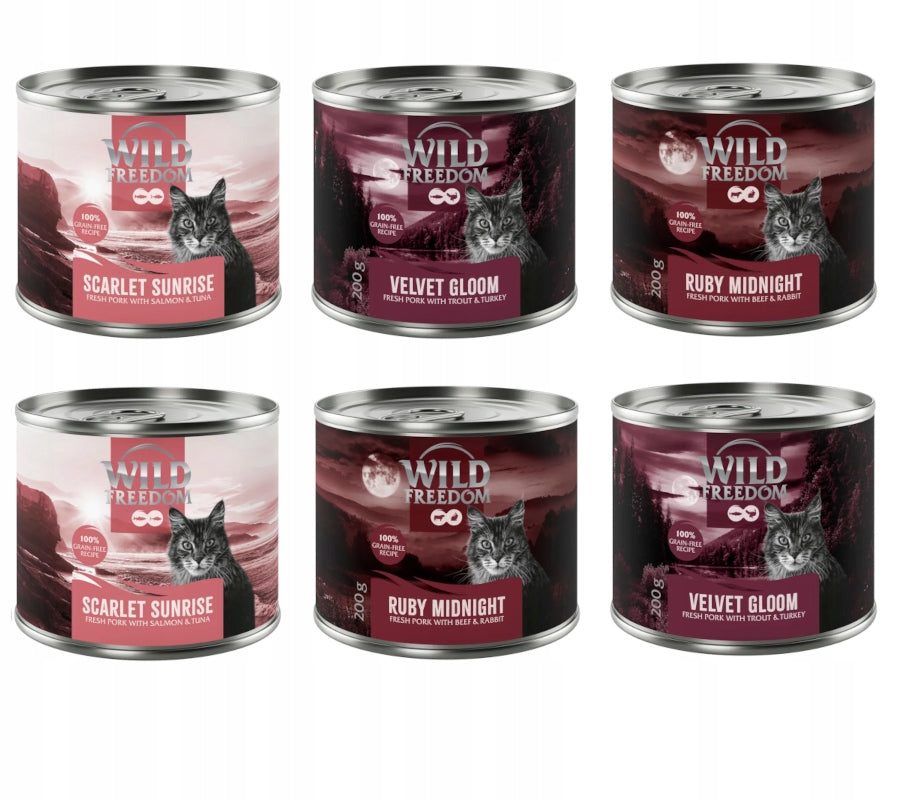 Wet cat food Wild Freedom Adult 200g mix of 3 flavors 6x 200g 1,2 kg