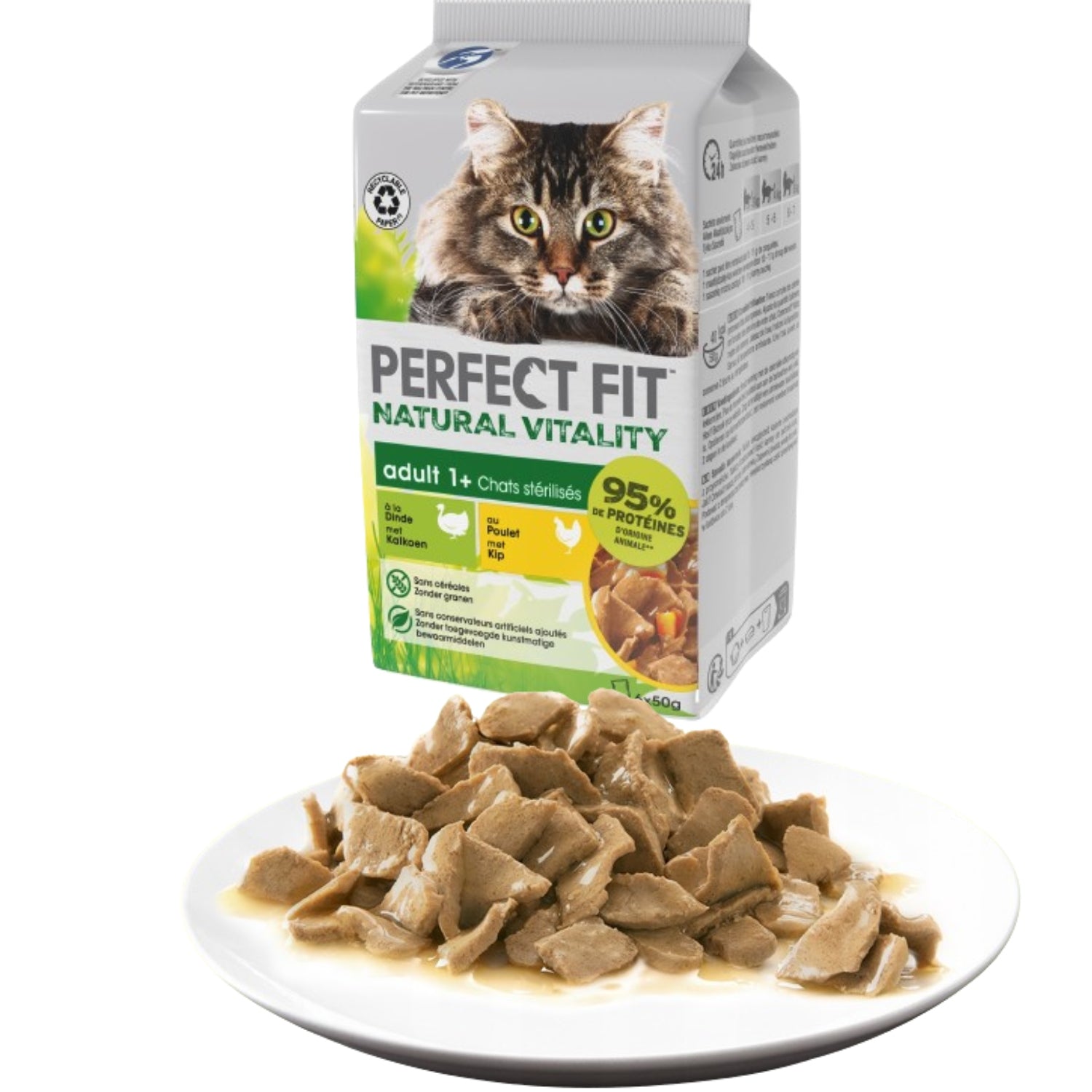 Wet cat food after sterilization Perfect Fit chicken with turkey 6x50g