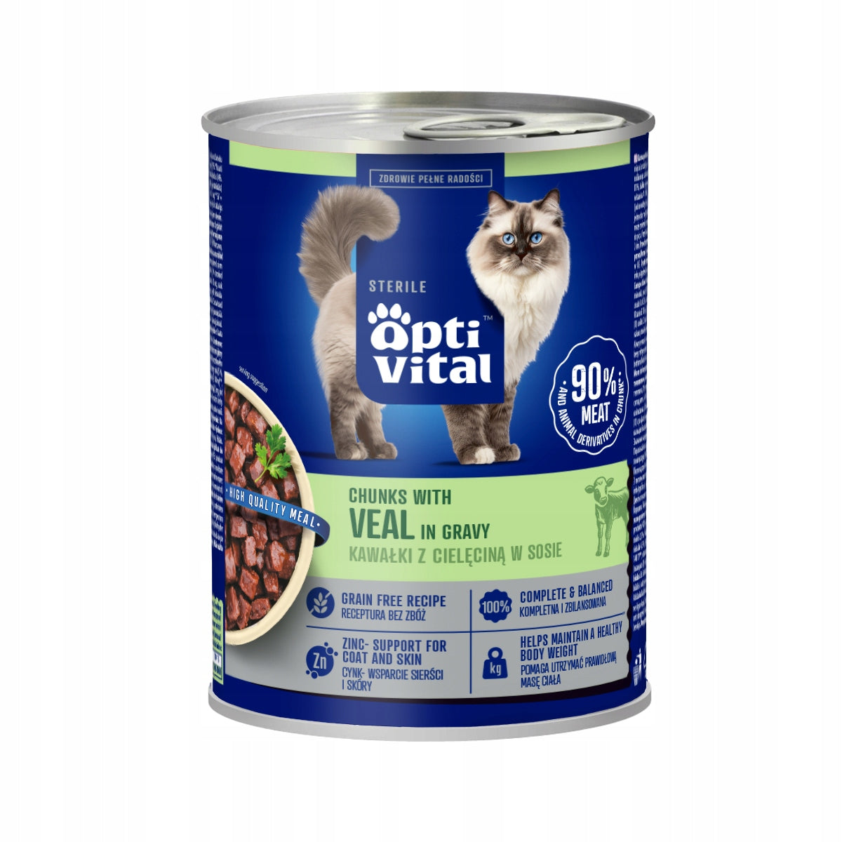 Wet cat food veal in sauce can 415g rich in meat Optivita Manufacturer code 6004