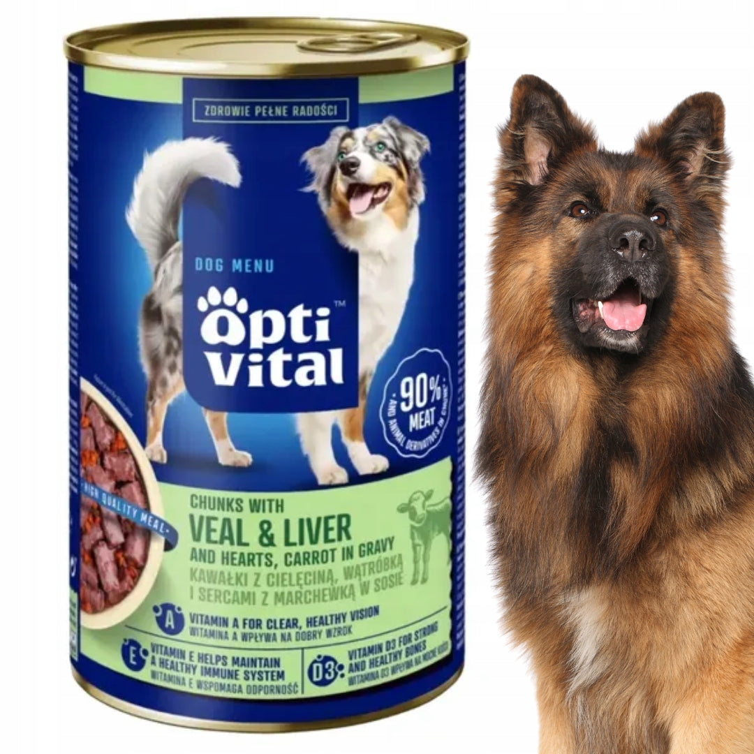 Wet cat food veal in sauce can 415g rich in meat Optivita