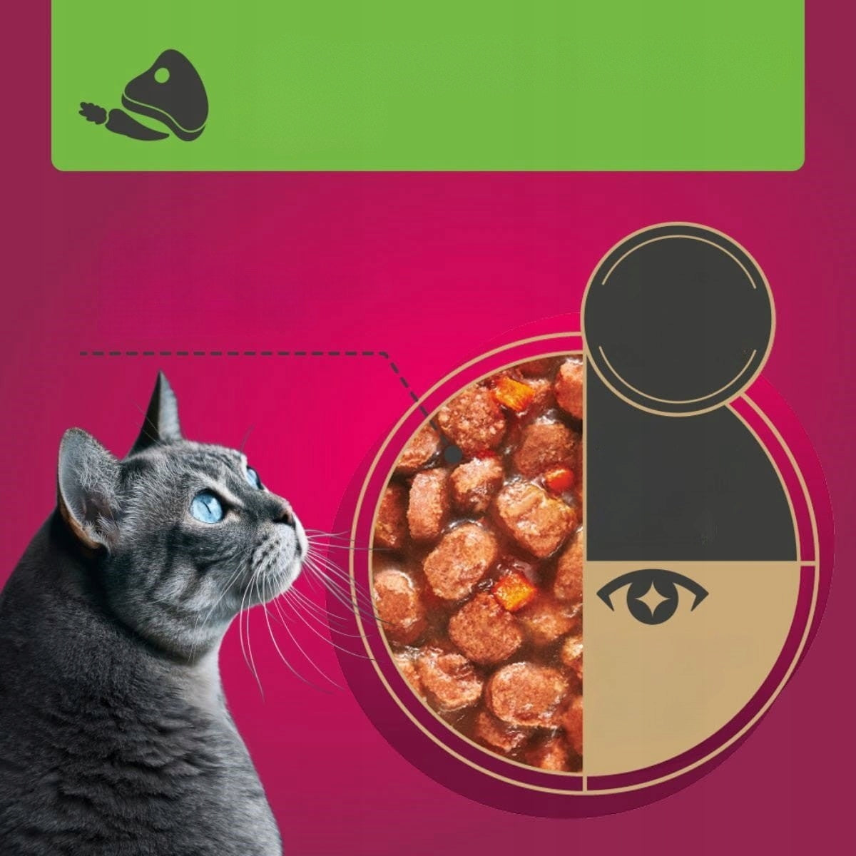 Wet cat food with beef and carrots in sauce 85g My Love Sachet Packaging status original
