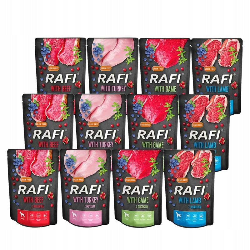 Wet dog food DOLINA NOTECI RAFI sachets mix of flavors 12x300g
