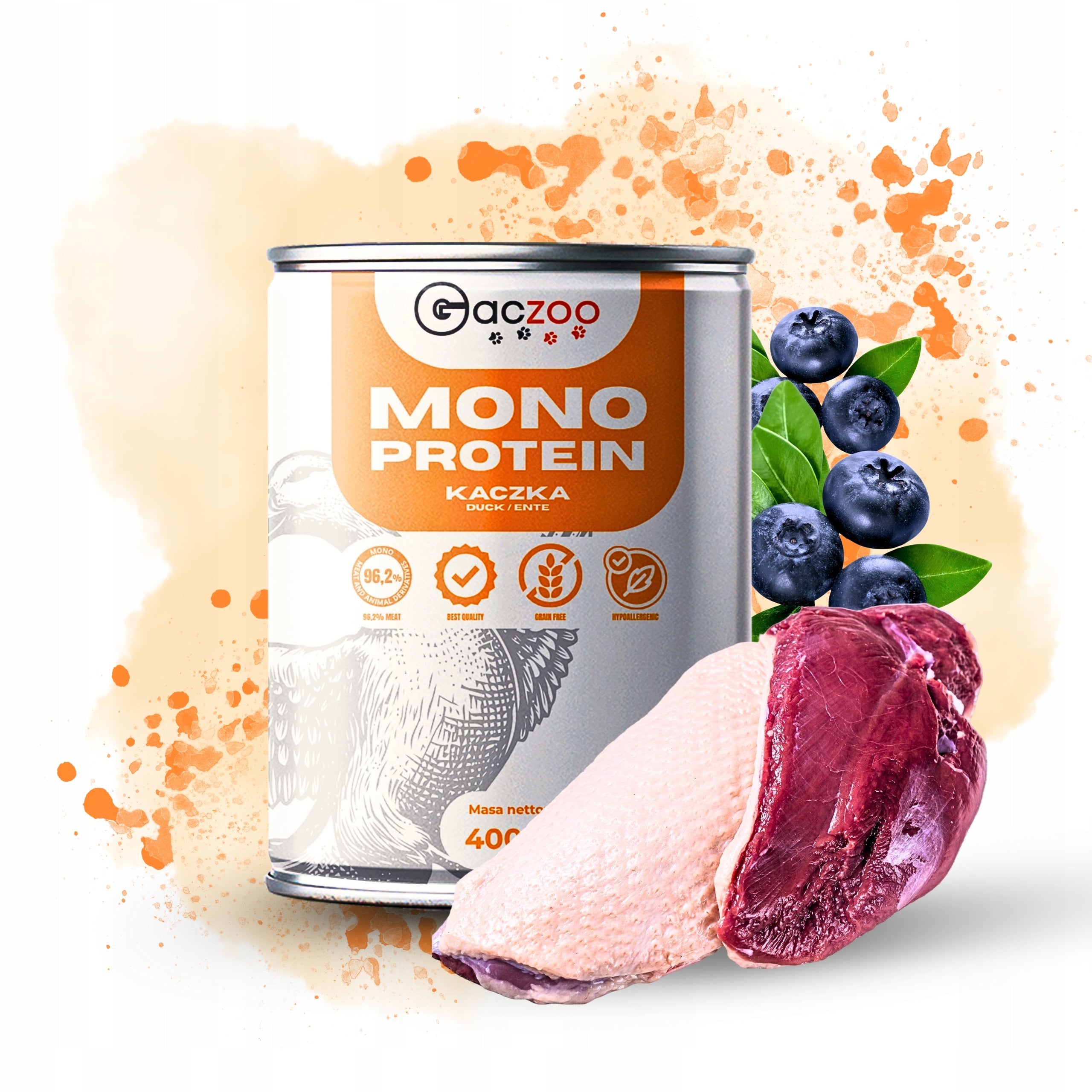 Wet dog food GACZOO MONO PROTEIN Mix of flavors 8 x 400g hypoallergenic Manufacturer code Gaczoo Monobiałkowa karma mokra dla psa