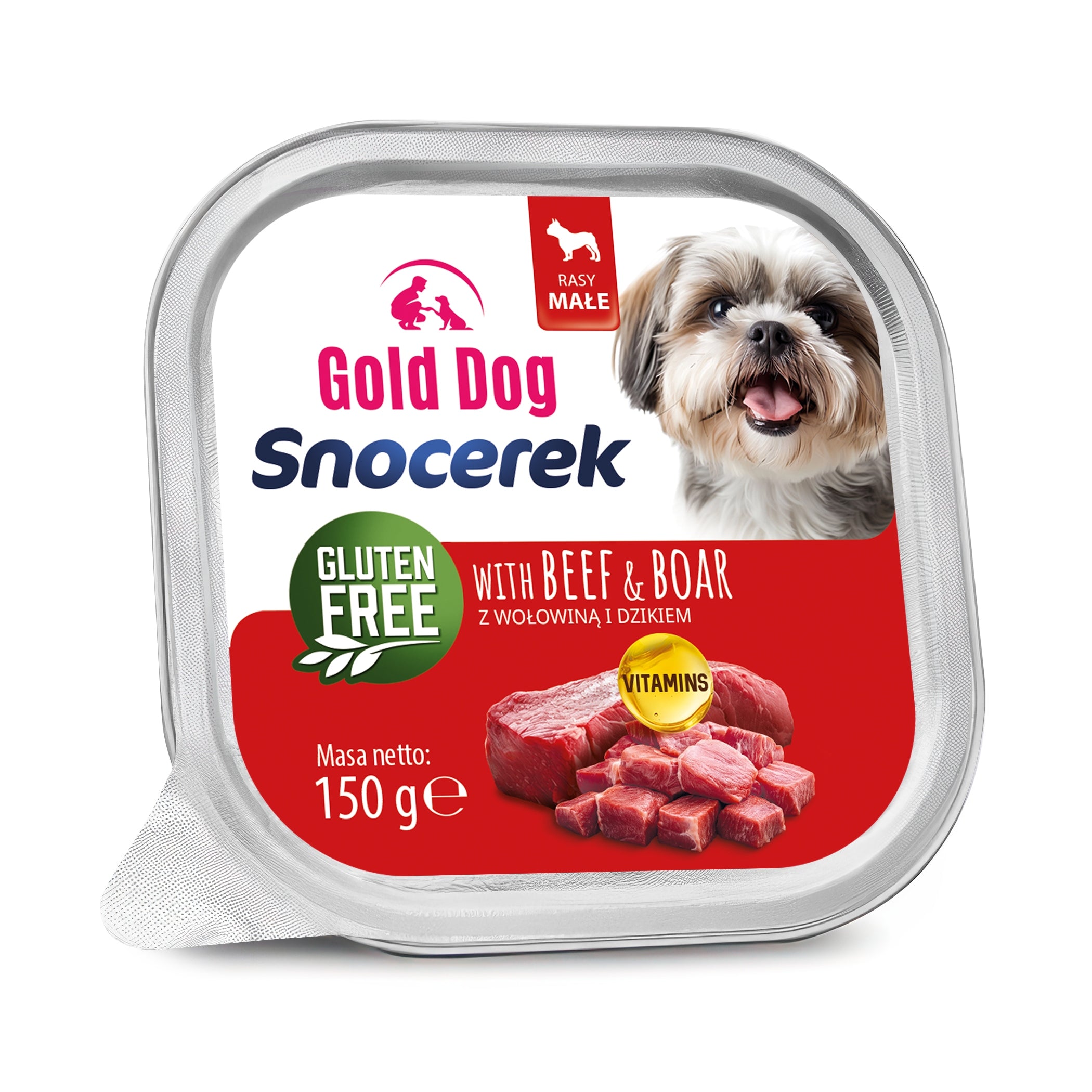 Wet dog food Gold Dog Snocerek beef & wild boar 150g mince Packaging status original
