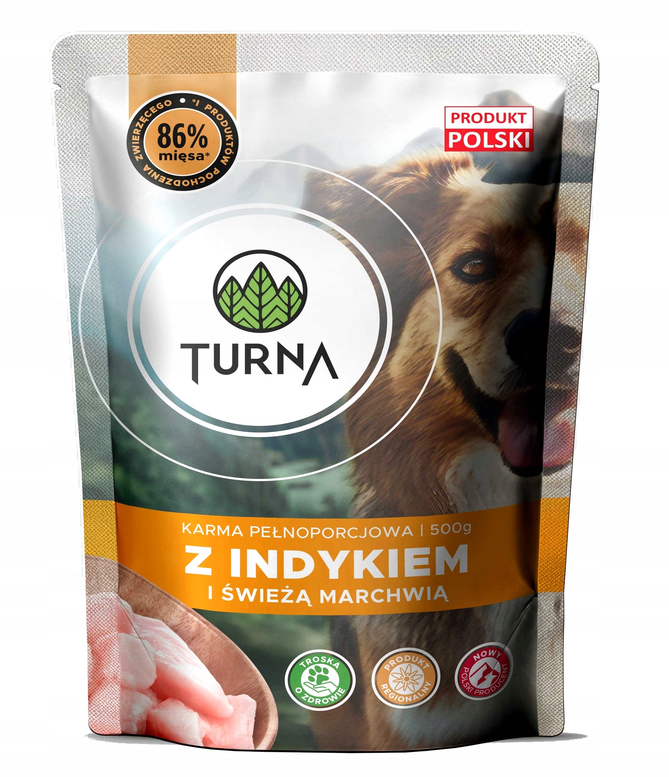 Wet dog food Turna with Turkey 10 x 500g Sachet Brand TURNA