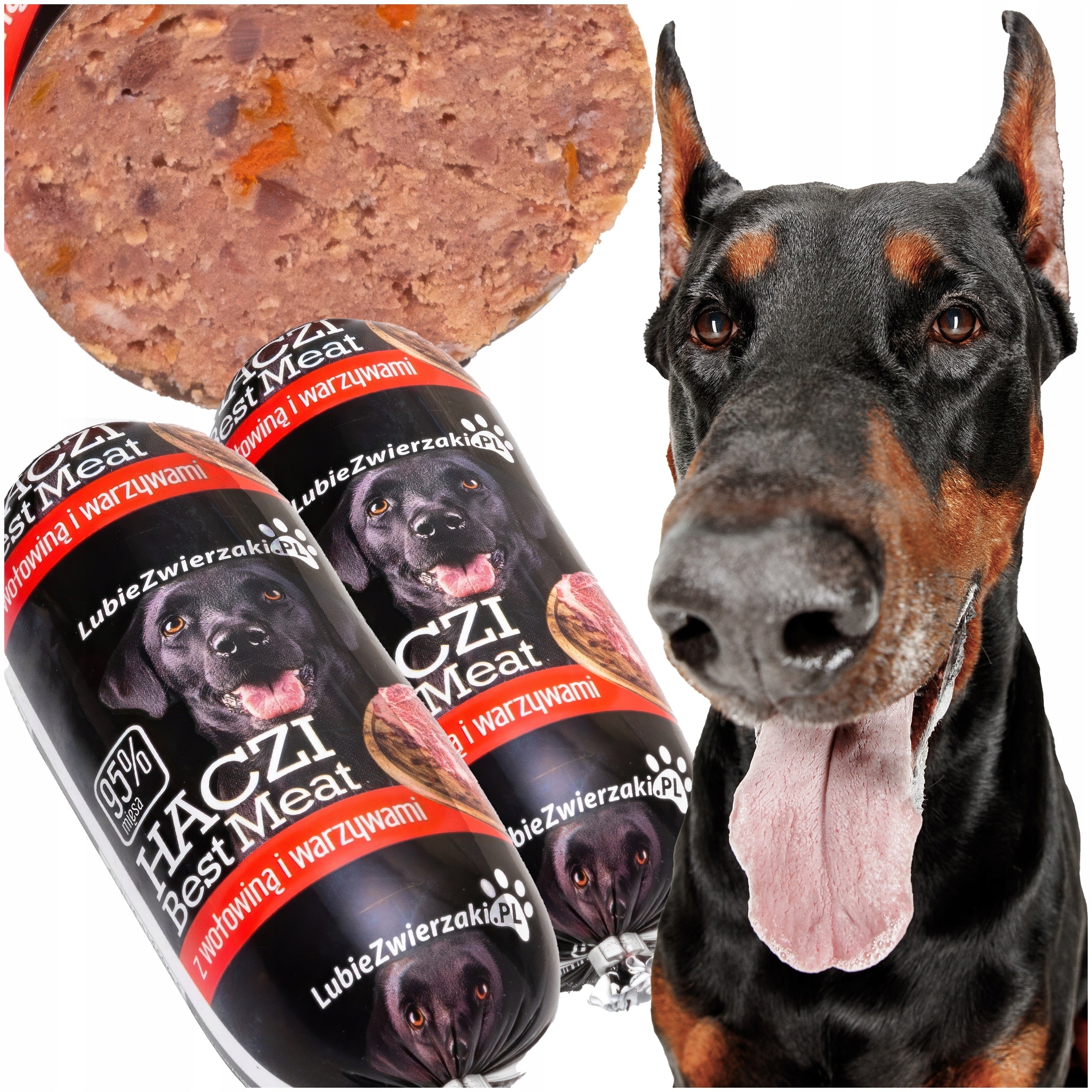 Wet dog food bar HACZI 95% meat beef vegetables 20x450g