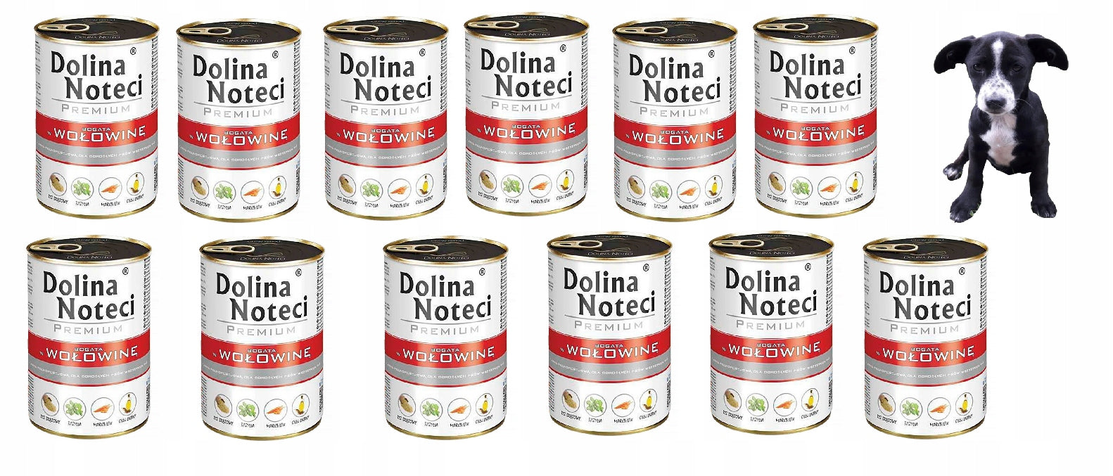 Wet dog food can Dolina Noteci set of 12 x 400 grams beef