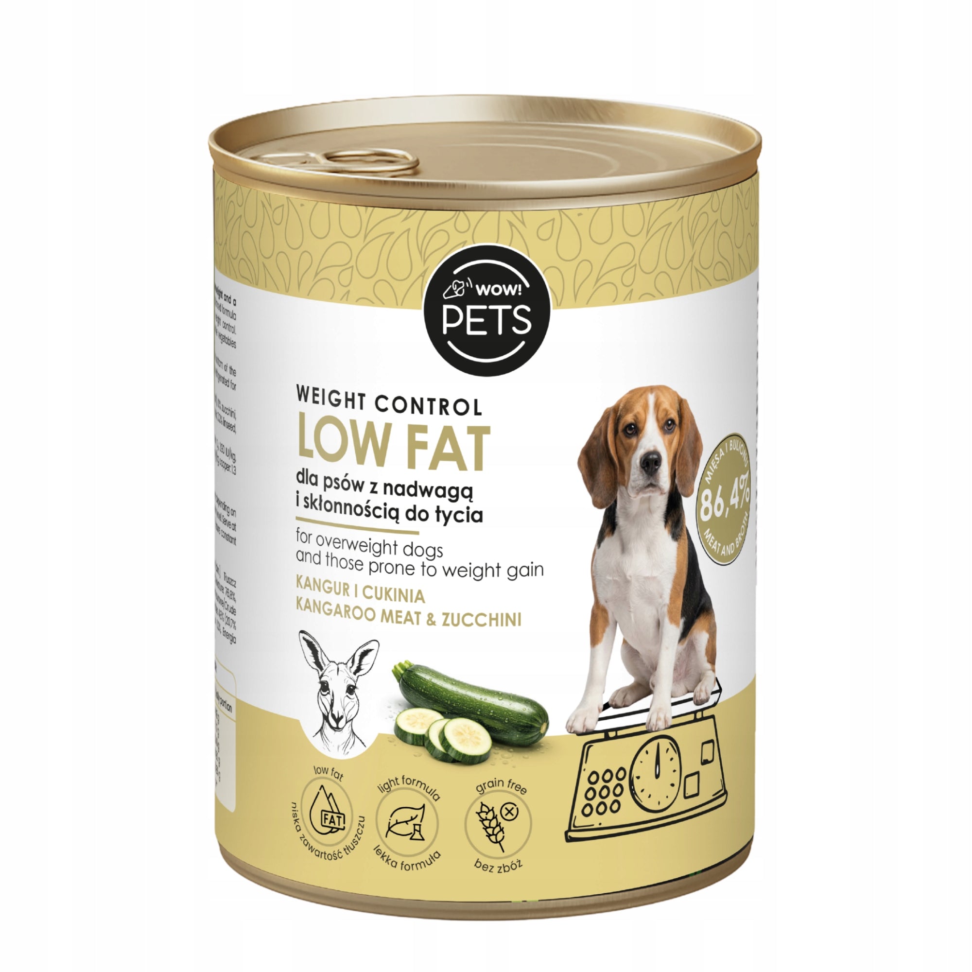 Wet dog food monoprotein kangaroo without grains low fat overweight light 400g