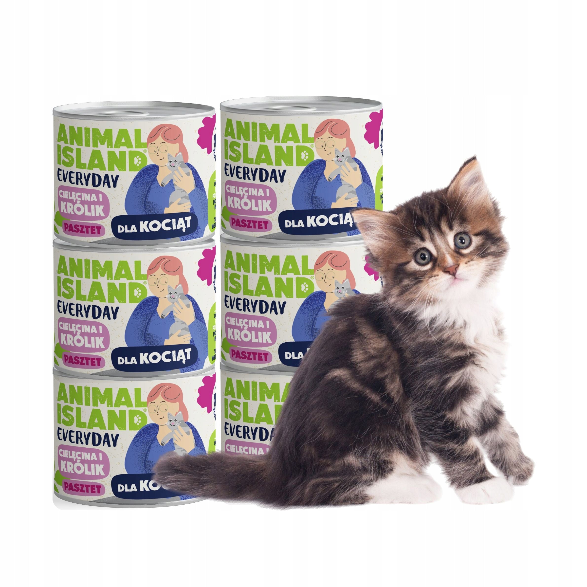 Wet food Animal Island veal and rabbit for kittens 6x185 g without grains