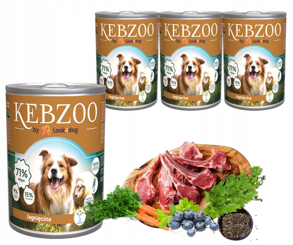 Wet food for dogs KEBZOO Lamb 86% 4 x 400g Packaging status original